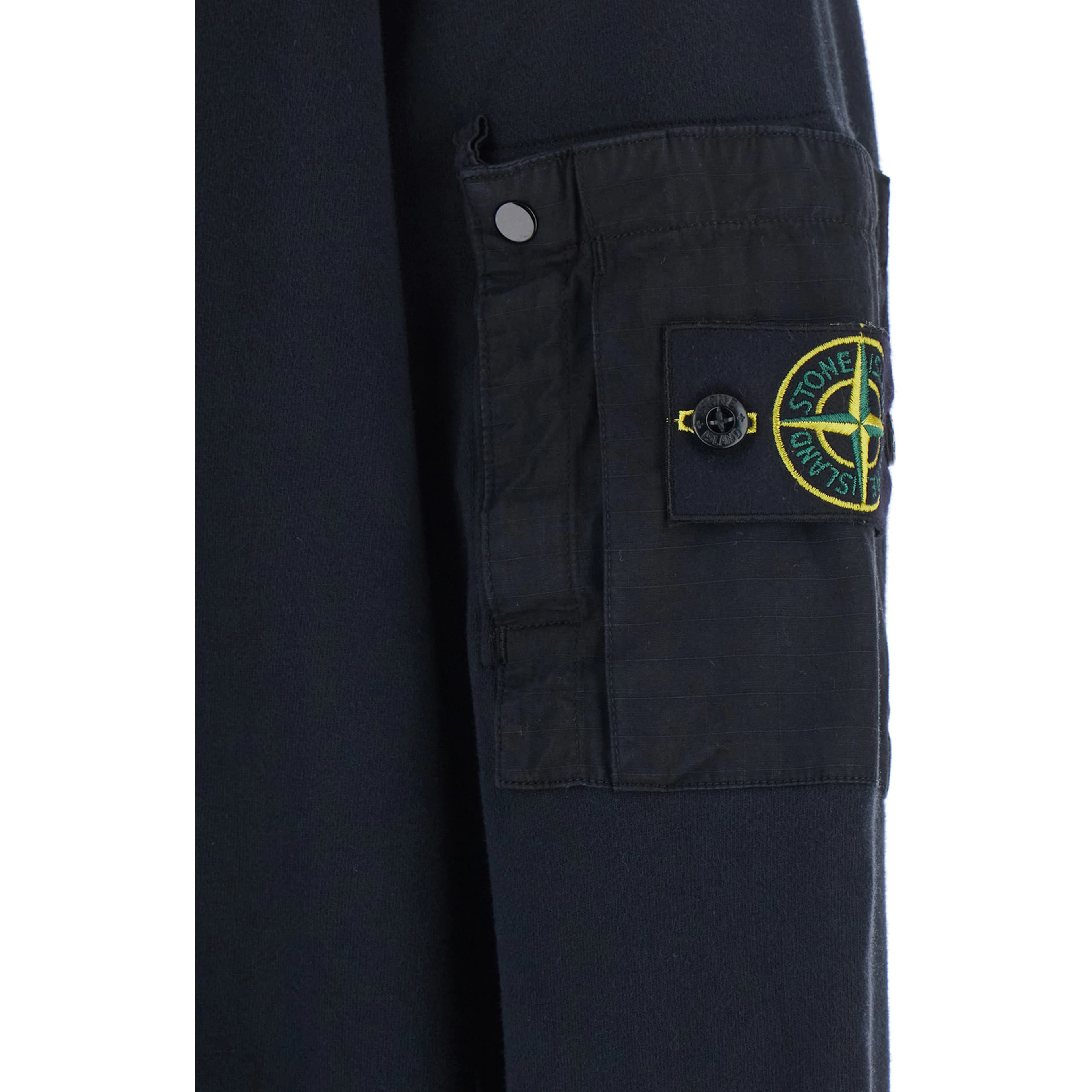 Blue Sweatshirt with Crewneck and Logo Patch on Sleeve in Cotton for Men