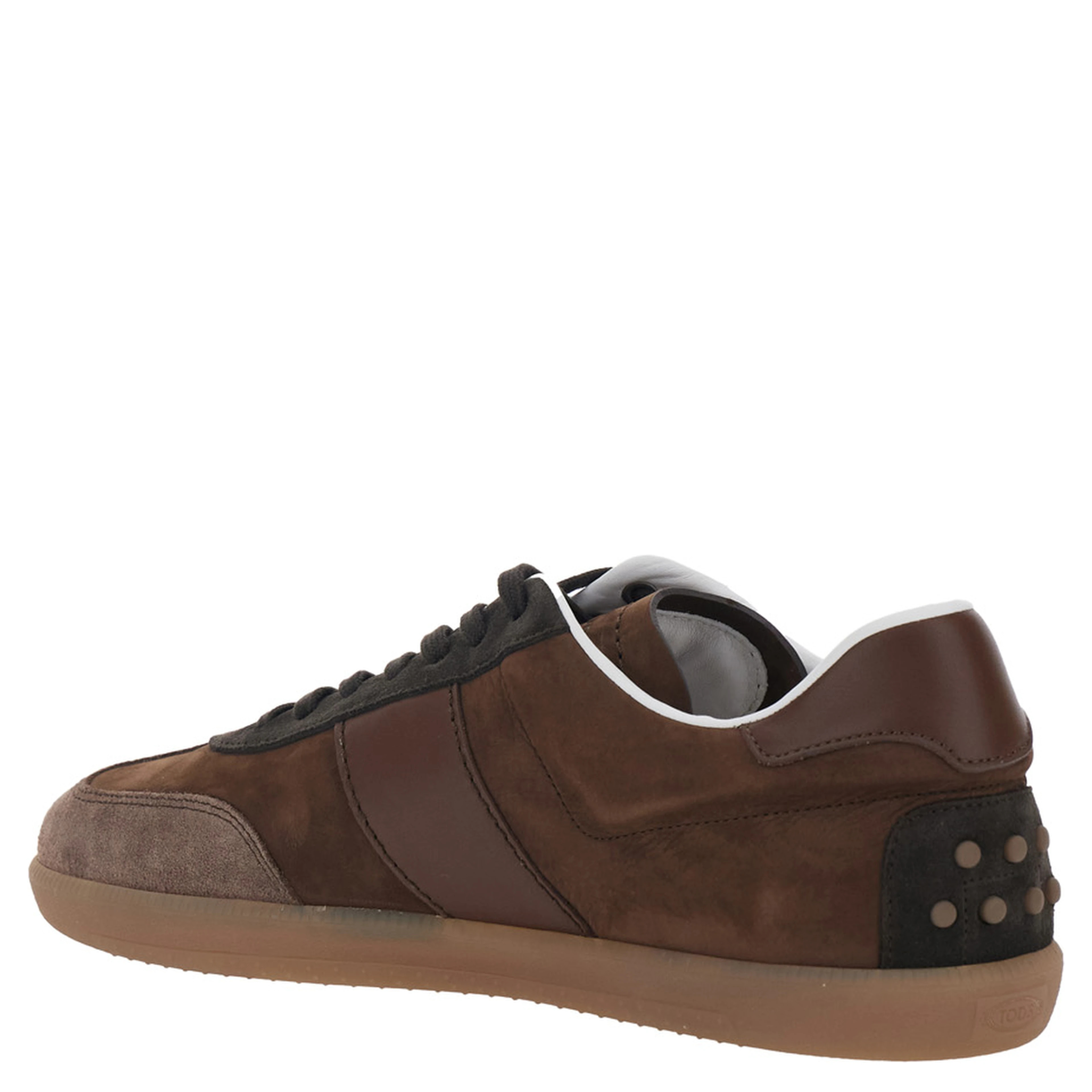 Brown Low Top Sneaker with Logo on Tongue and Inserts Design in Suede Man