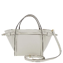 Medium Tote Bag with T Timeless Plaque on the Front and Adjustable and Removable White Leather Strap for Women