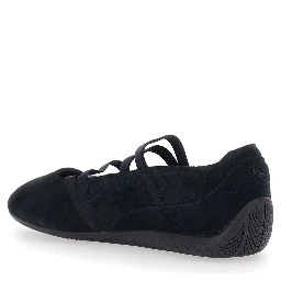 Speedcat Ballet shoes with Snake Skin Effect Print and Leather and Fabric Buckle Closure Black Unisex