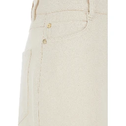 Zarina White Jeans with Belt Loops and Logo Patch on the Back in Denim for Women