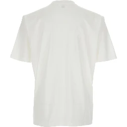 White T-Shirt with Round Neck and Logo on the Front in Cotton Men
