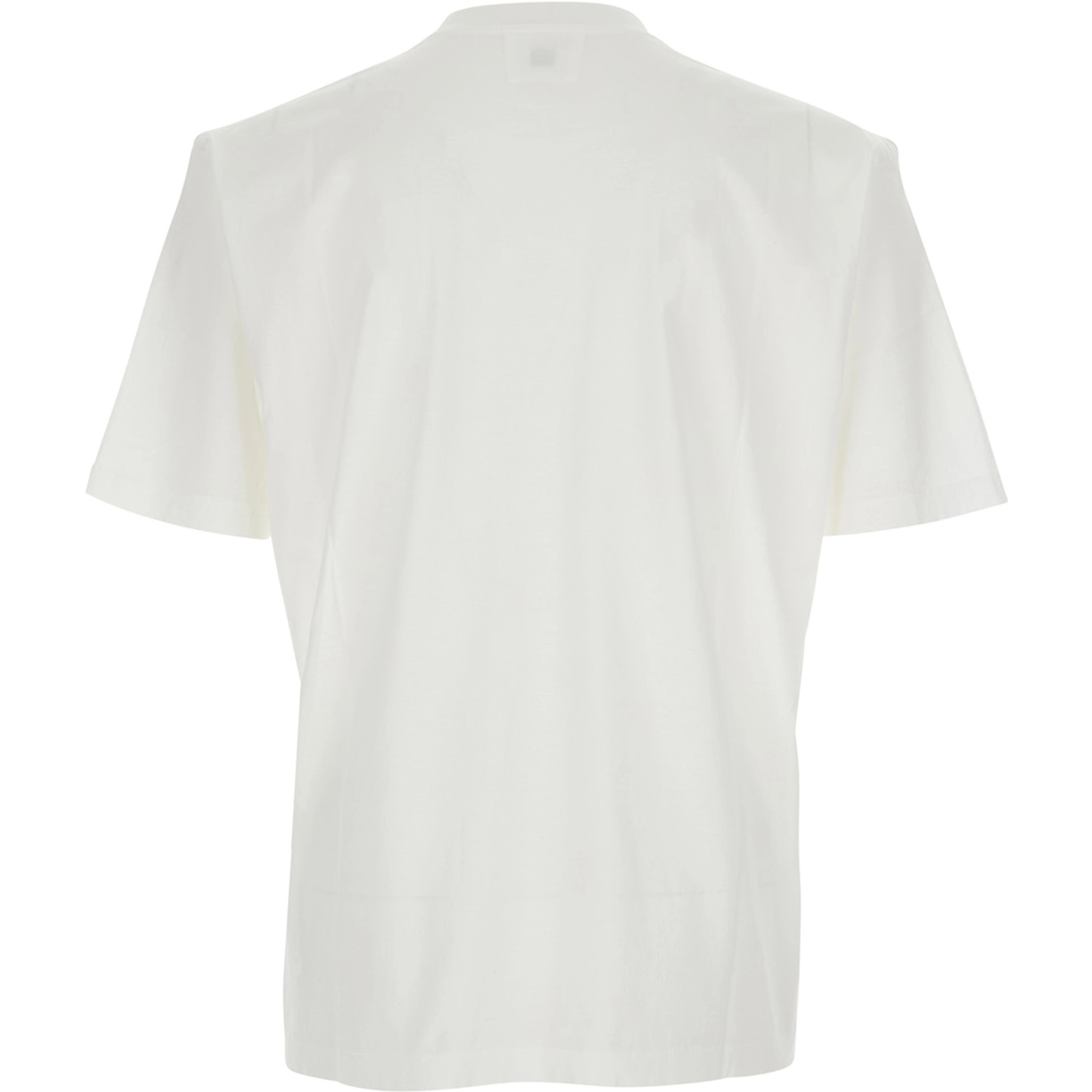 White T-Shirt with Round Neck and Logo on the Front in Cotton Men