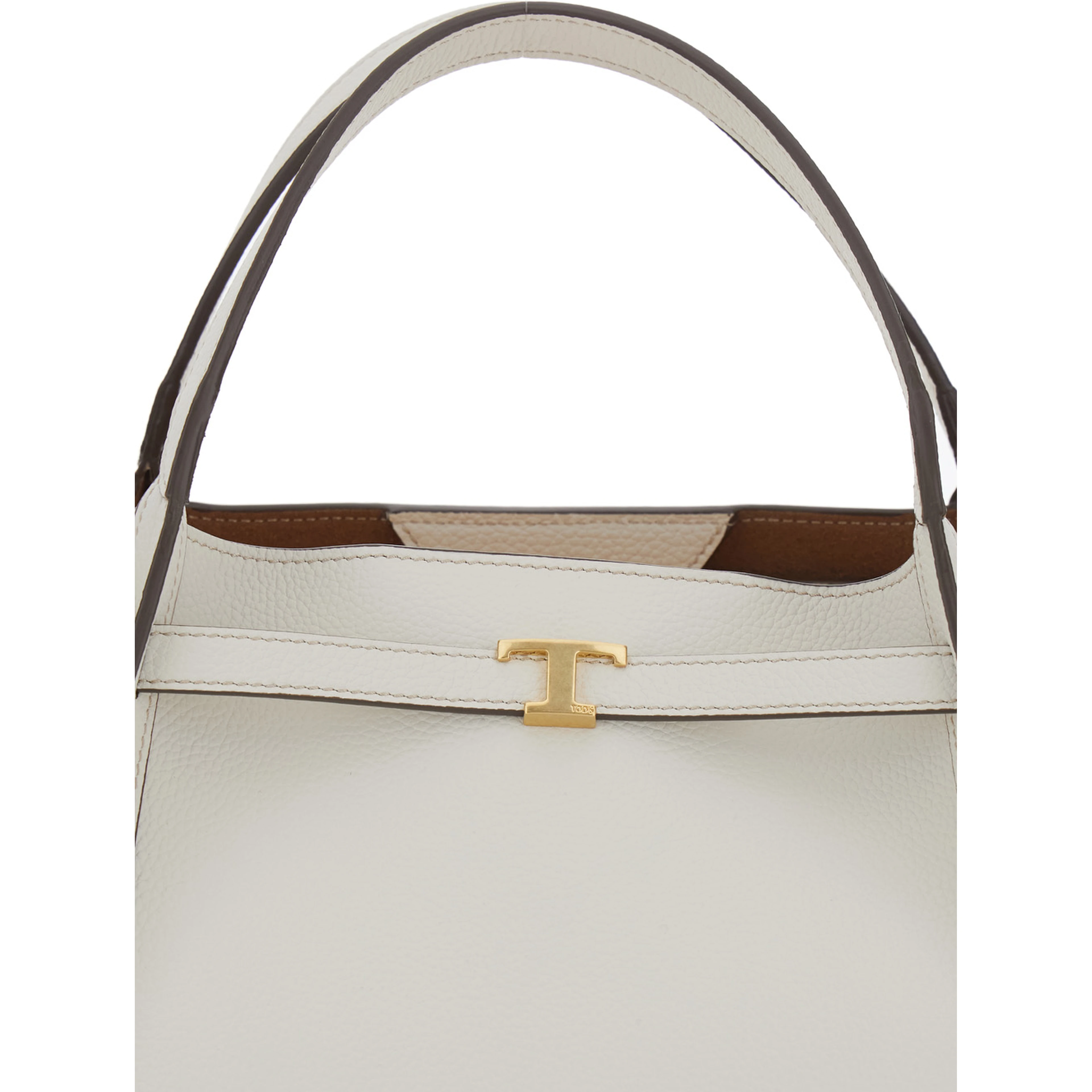 Medium Tote Bag with T Timeless Plaque on the Front and Adjustable and Removable White Leather Strap for Women