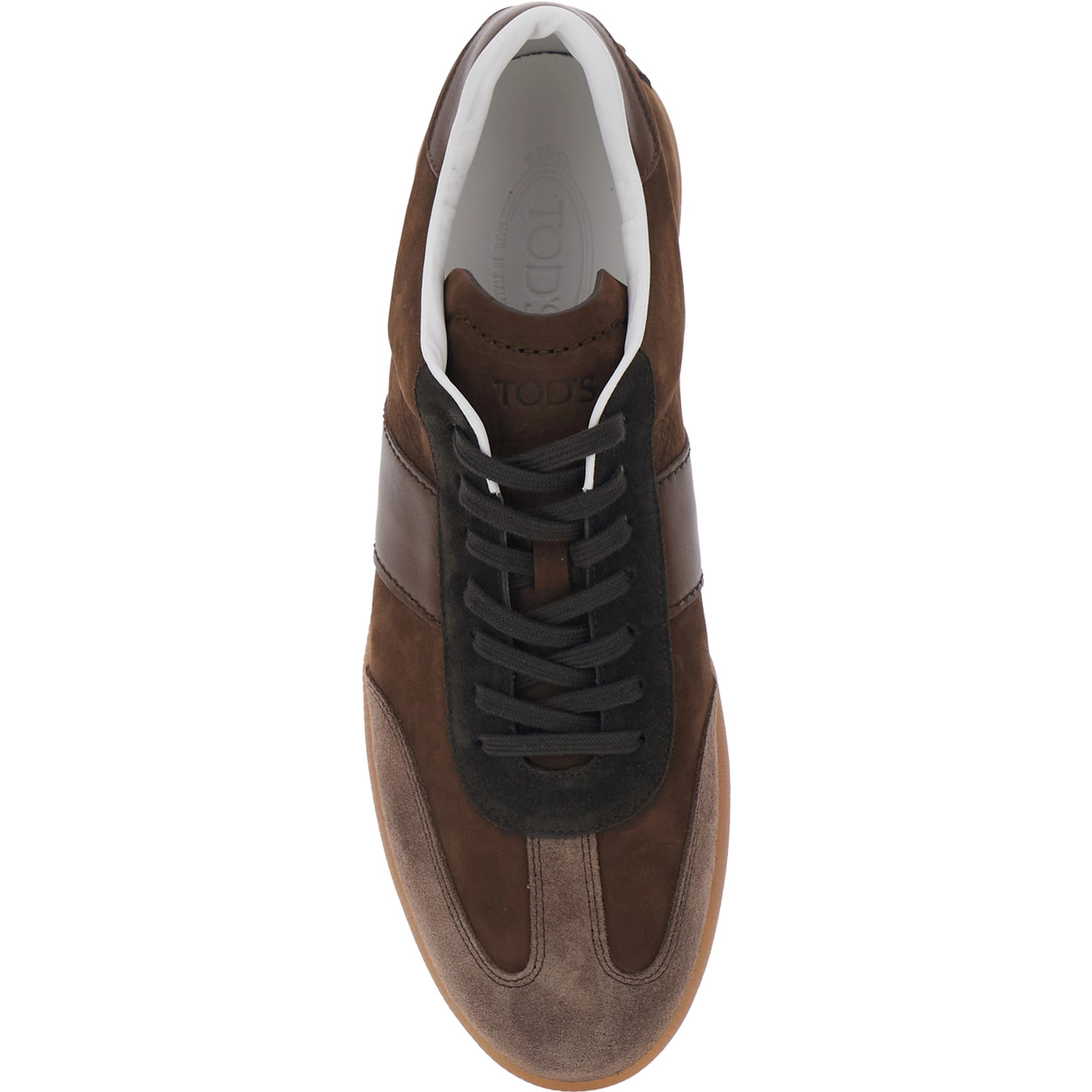 Brown Low Top Sneaker with Logo on Tongue and Inserts Design in Suede Man