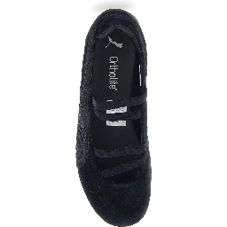Speedcat Ballet shoes with Snake Skin Effect Print and Leather and Fabric Buckle Closure Black Unisex