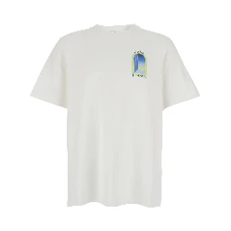 White T-Shirt with Logo Print on the Front and Back in Cotton Men