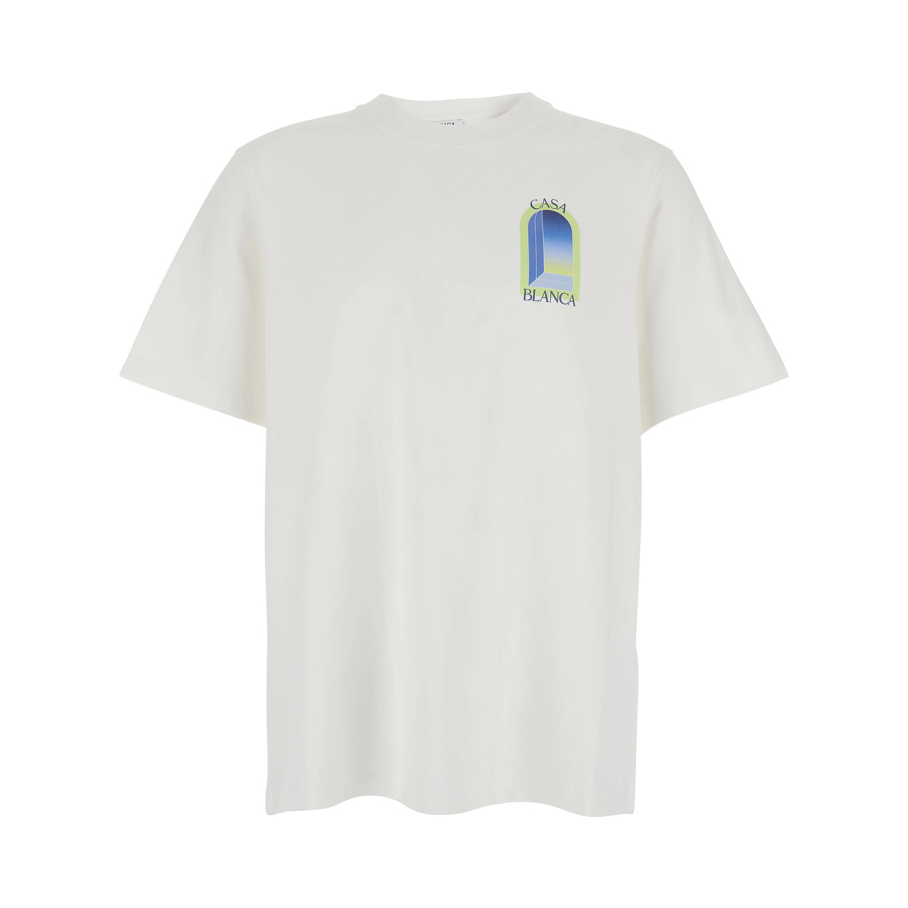 White T-Shirt with Logo Print on the Front and Back in Cotton Men