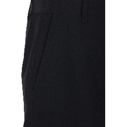 Le Short Camargue Black Bermuda Shorts with Belt Loops and Wide Leg in Wool for Men