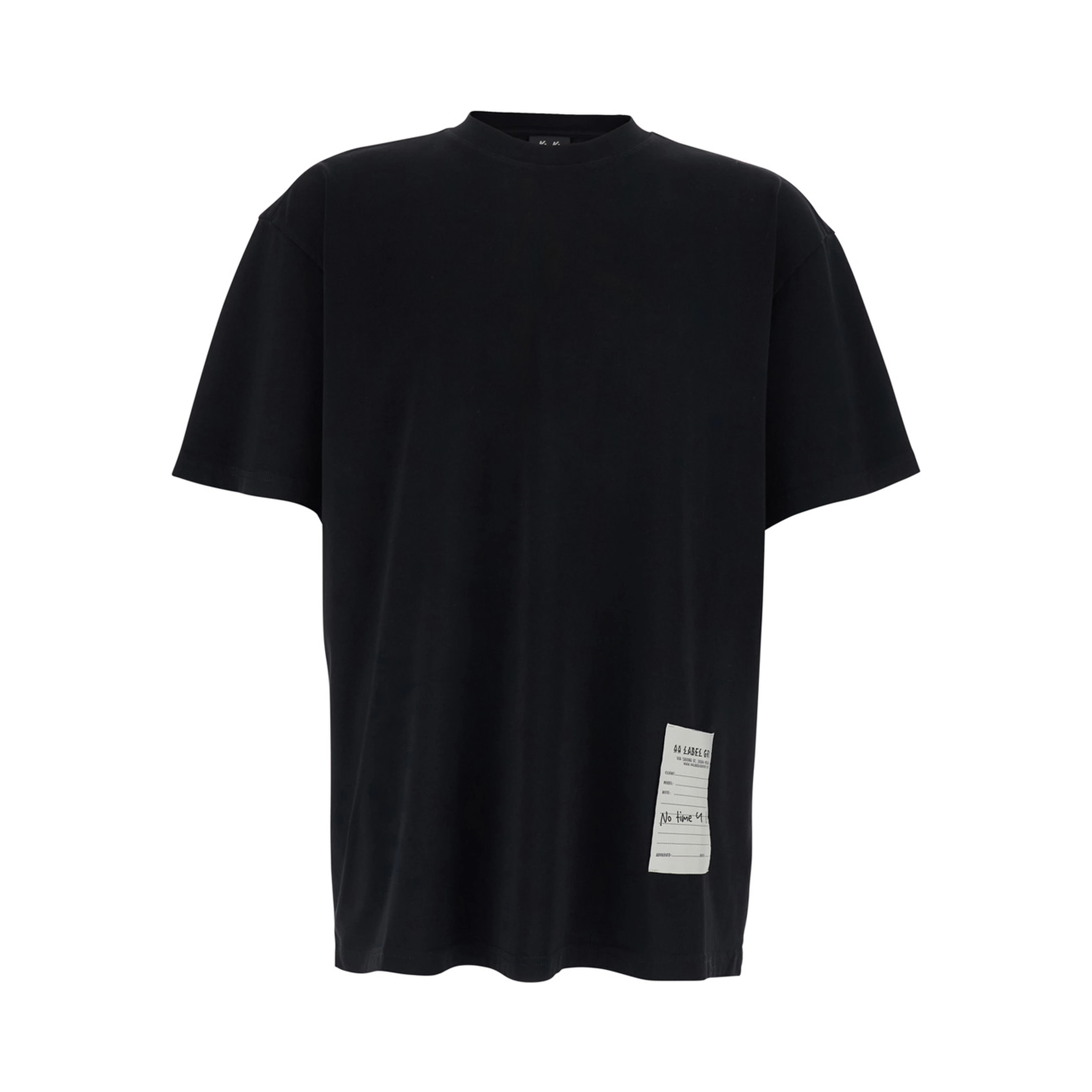 Black Crew Neck T-Shirt with Logo on Front and Back in Cotton for Men