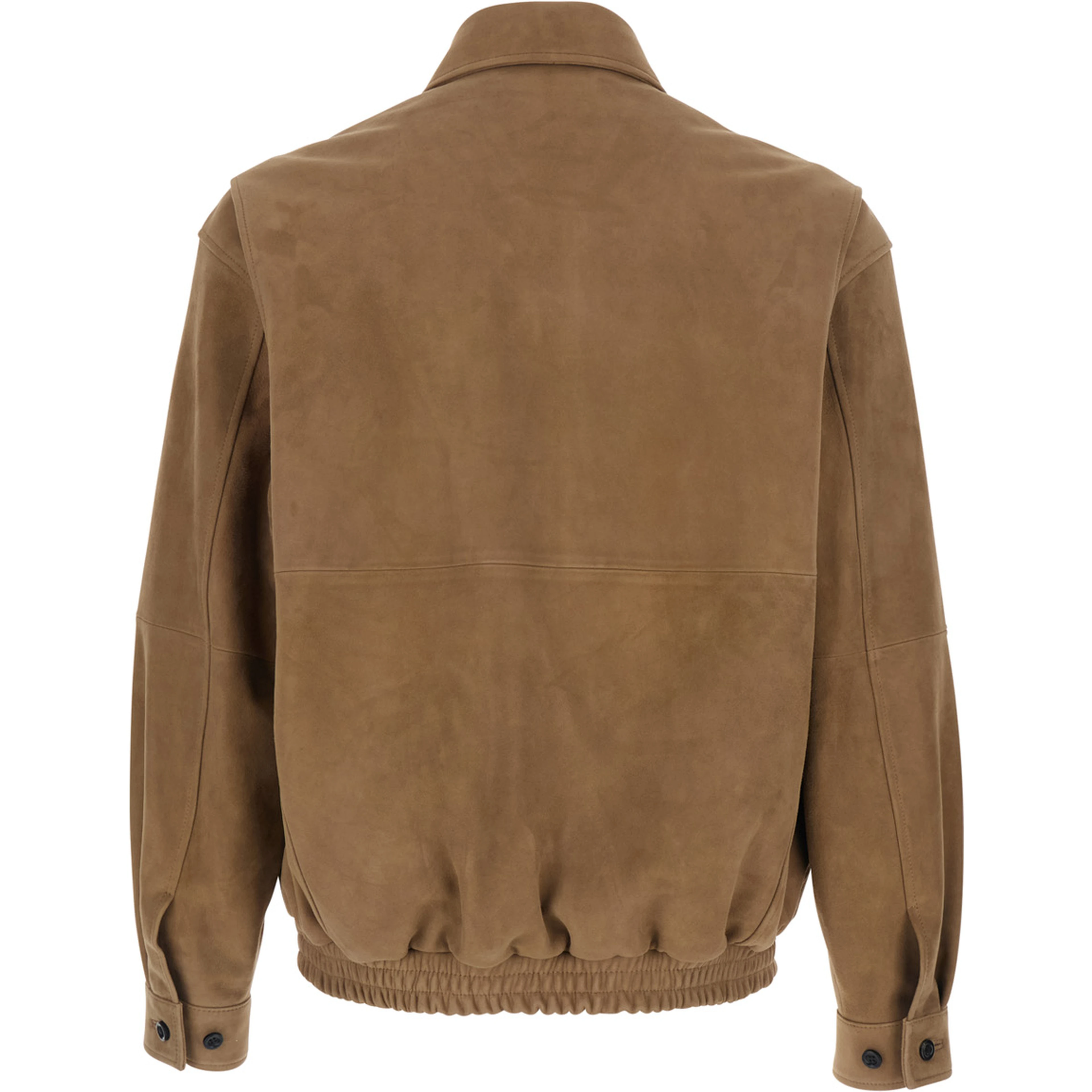 Brown Jacket with Classic Collar and Two Front Welt Pockets in Suede Man