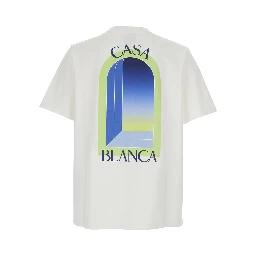 White T-Shirt with Logo Print on the Front and Back in Cotton Men