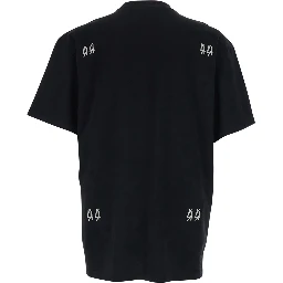 Black Crew Neck T-Shirt with Logo on Front and Back in Cotton for Men