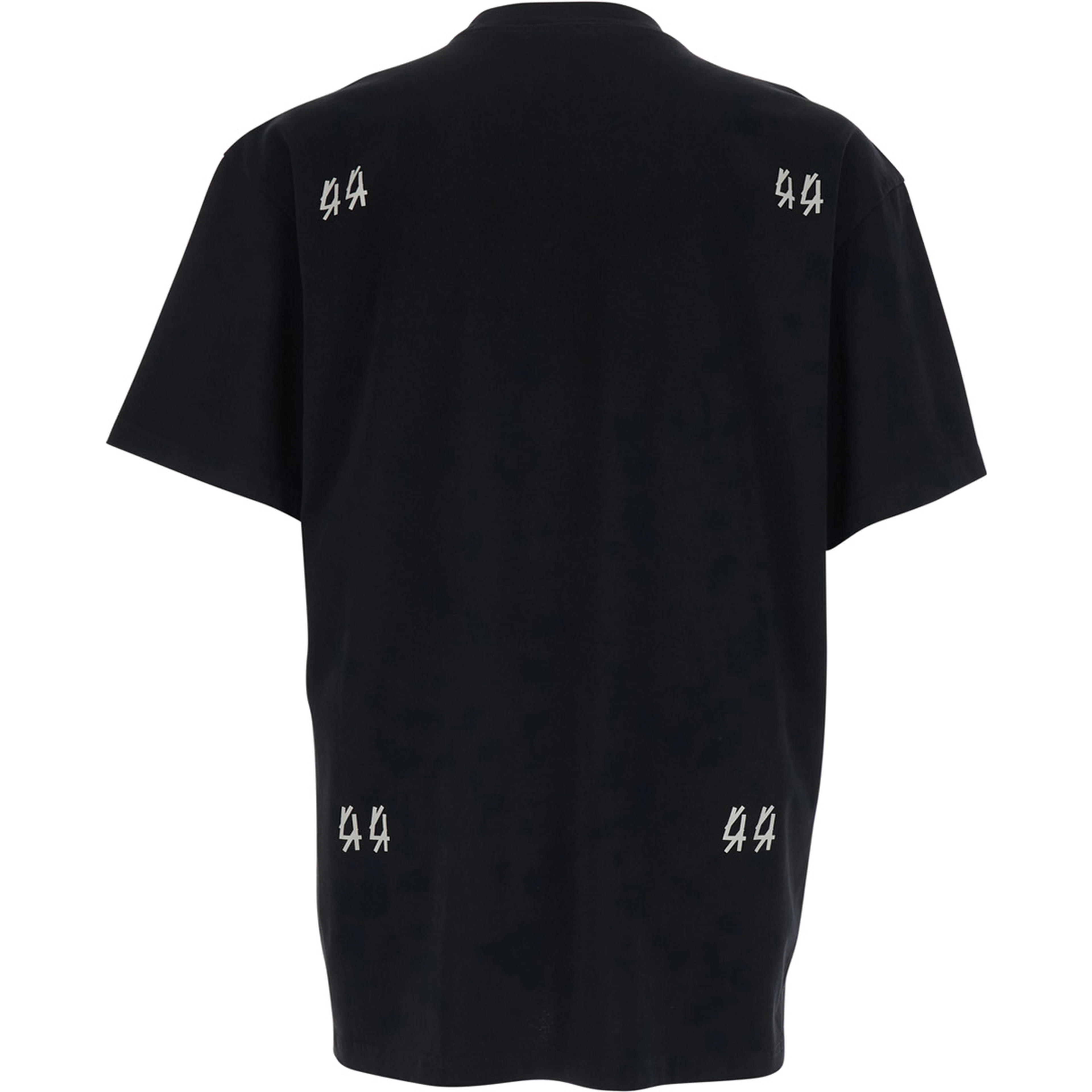 Black Crew Neck T-Shirt with Logo on Front and Back in Cotton for Men