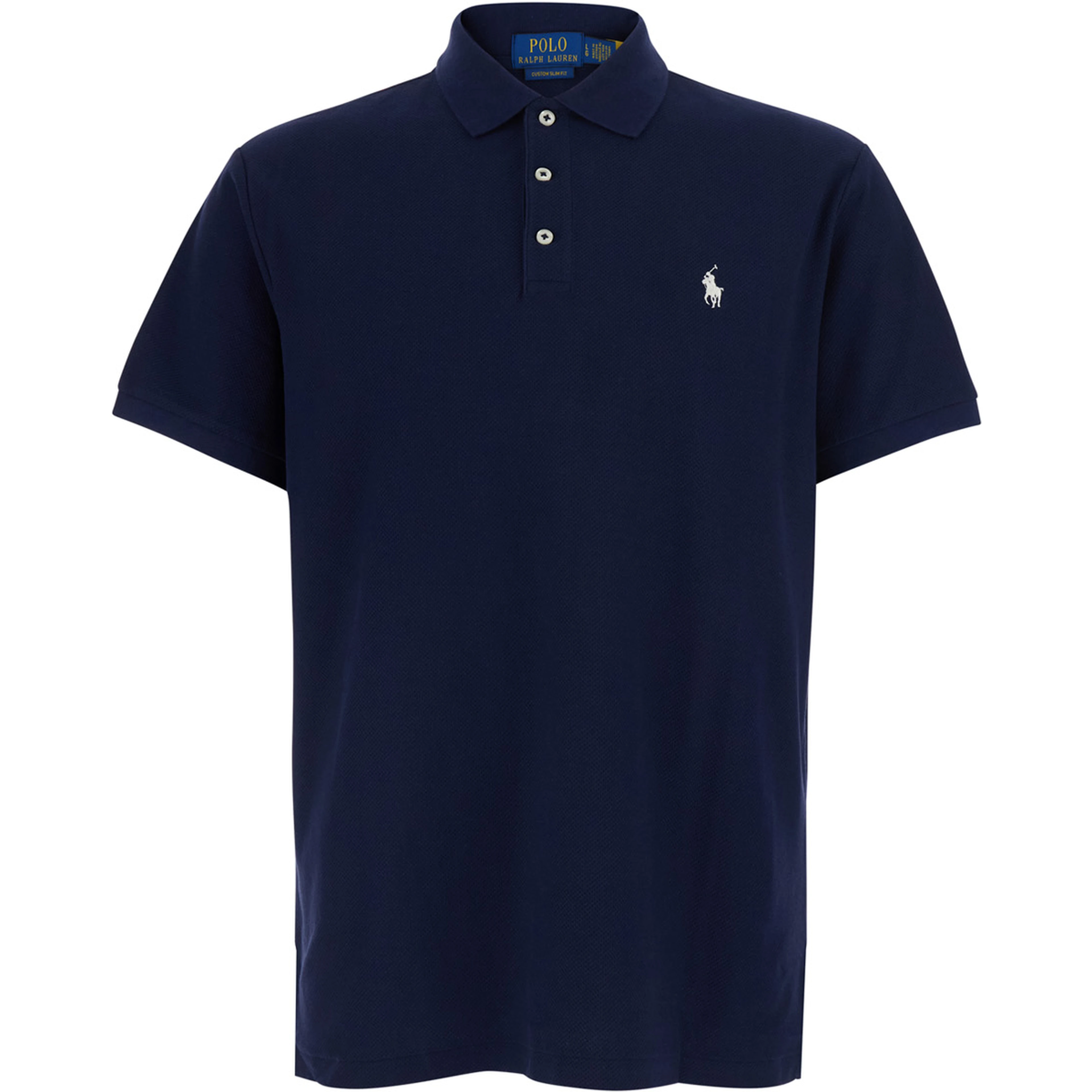 Blue Polo Shirt with Classic Collar and Pony Embroidery on the Front in Cotton for Men