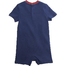 KNIT-SHORTALL Blue - Overall with adjustable straps and front logo - In Cotton - Child