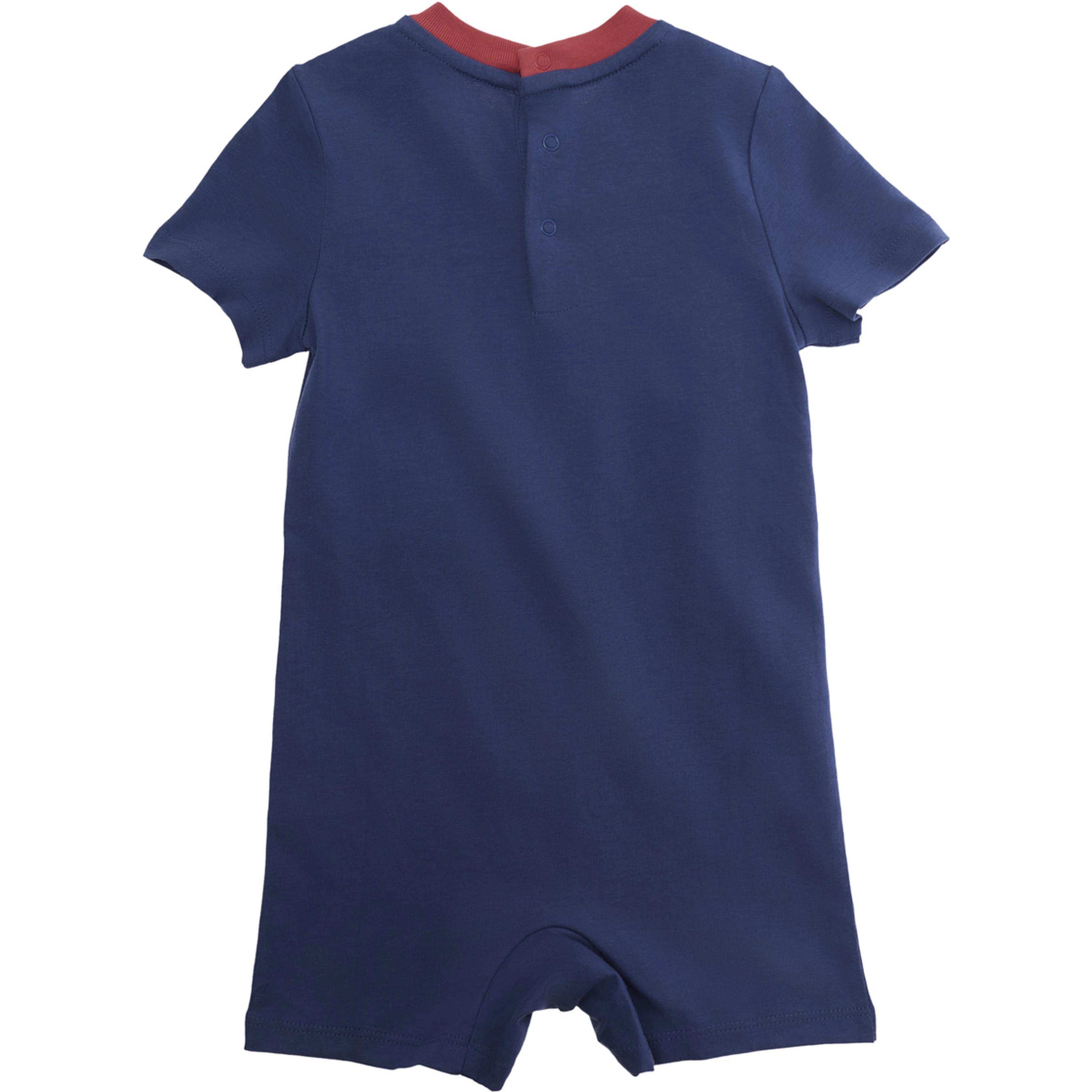 KNIT-SHORTALL Blue - Overall with adjustable straps and front logo - In Cotton - Child
