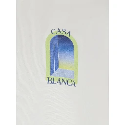 White T-Shirt with Logo Print on the Front and Back in Cotton Men