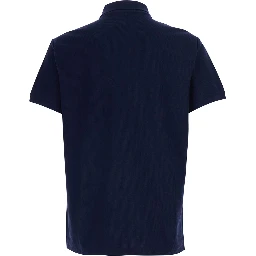 Blue Polo Shirt with Classic Collar and Pony Embroidery on the Front in Cotton for Men