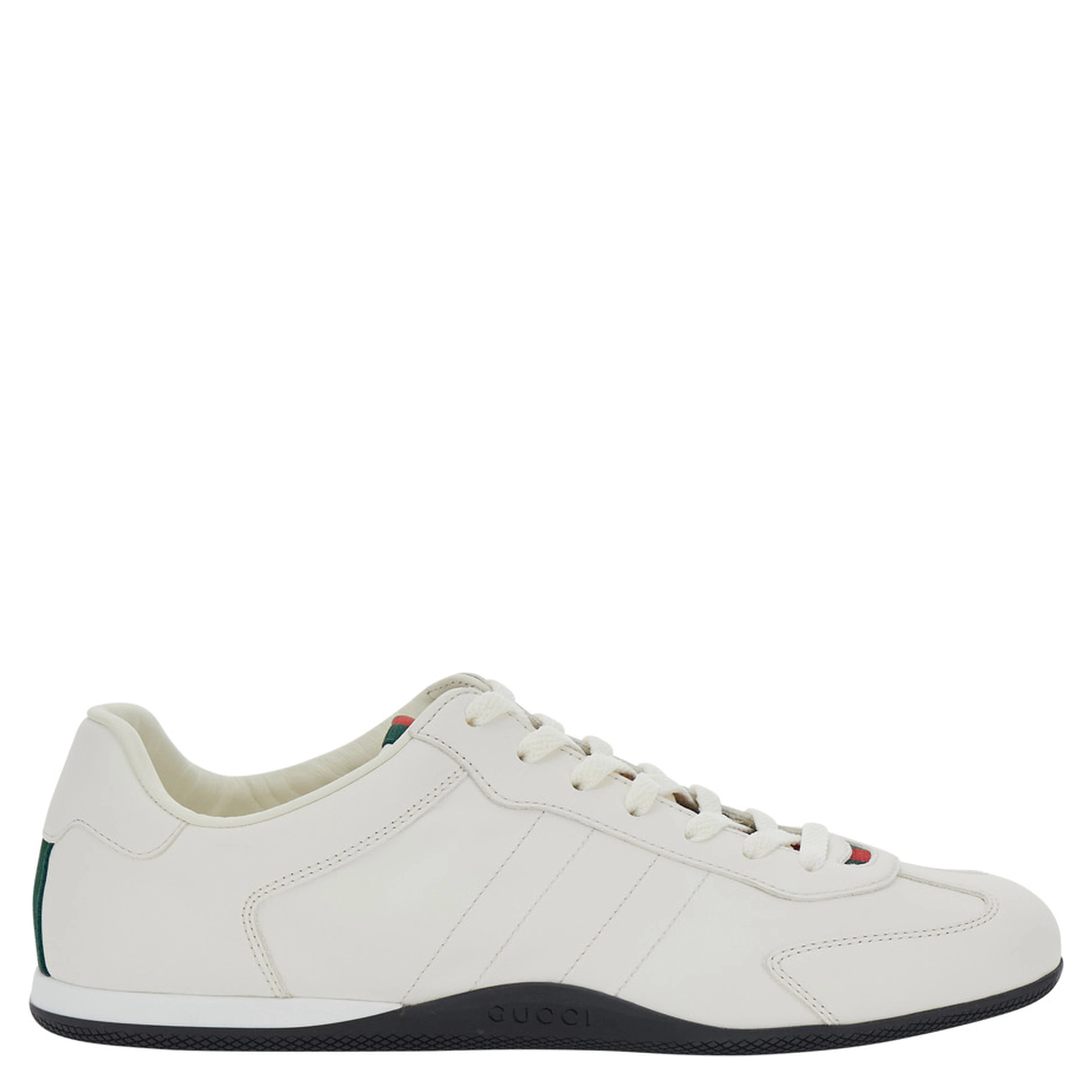 Elan New White Sneakers with Web detail on the Back in Leather Man