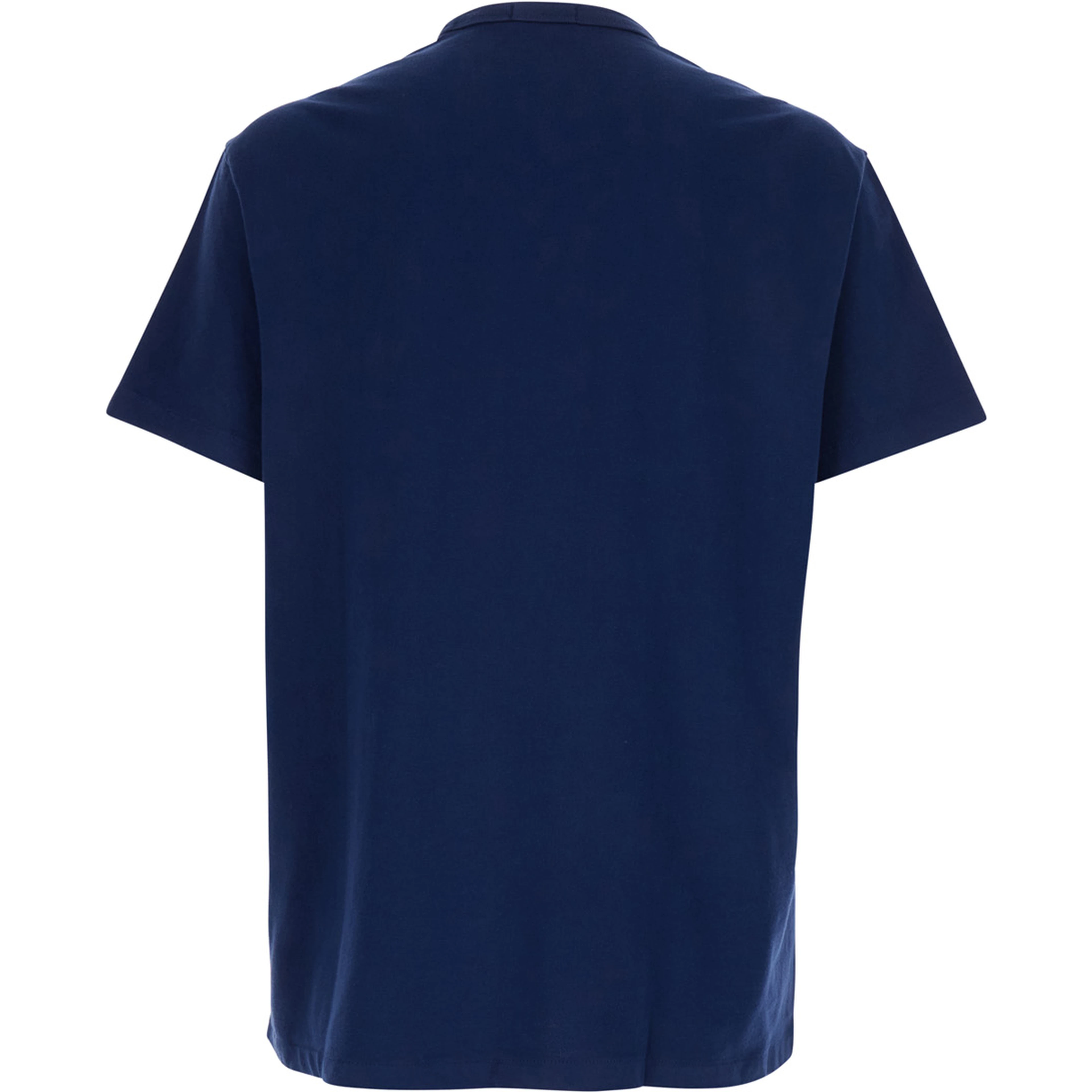 Classic Fit Blue T-Shirt Crew Neck with Pony Embroidery in Cotton Men