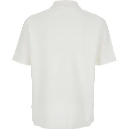 White Polo with Classic Collar and Front Zip Closure in Cotton for Men