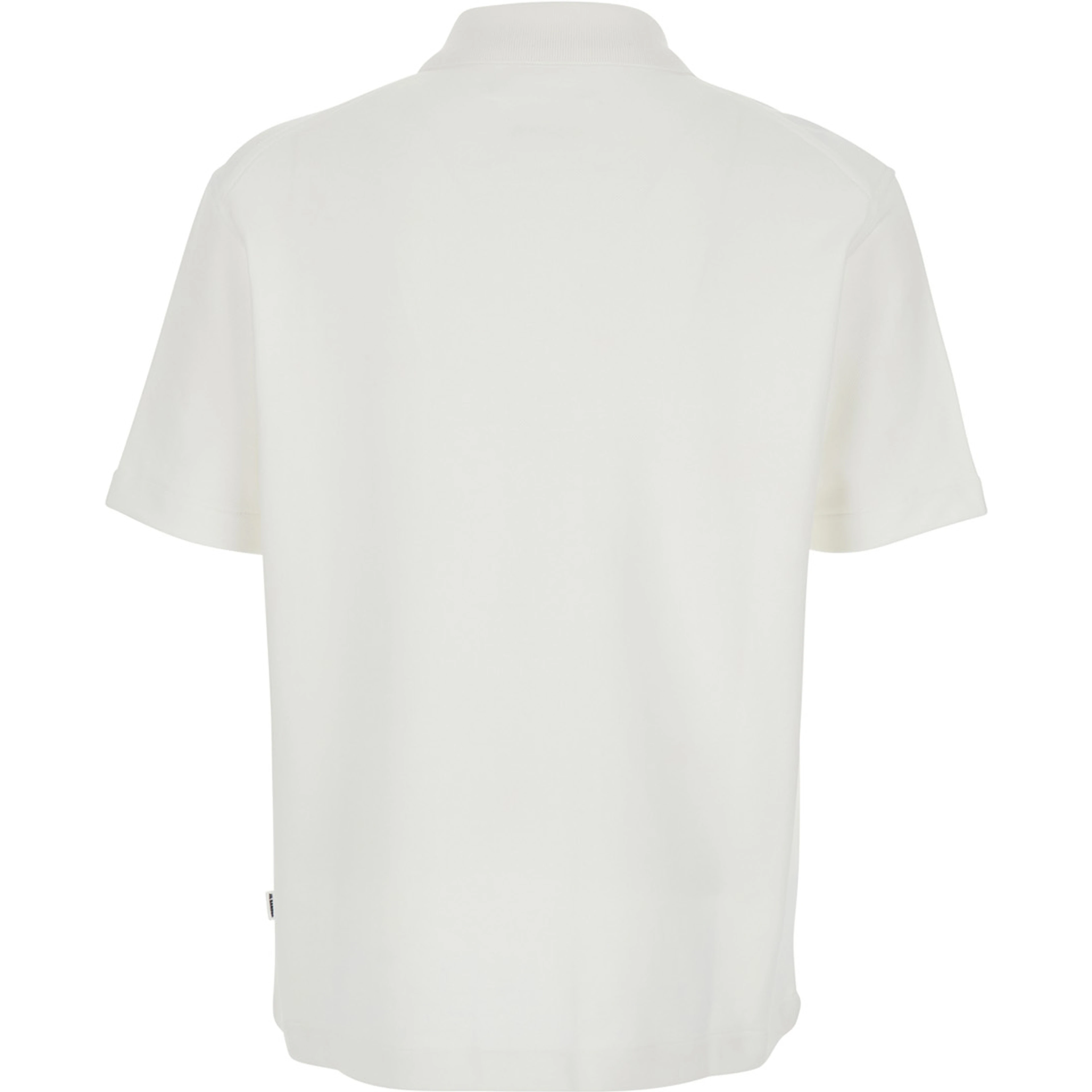 White Polo with Classic Collar and Front Zip Closure in Cotton for Men
