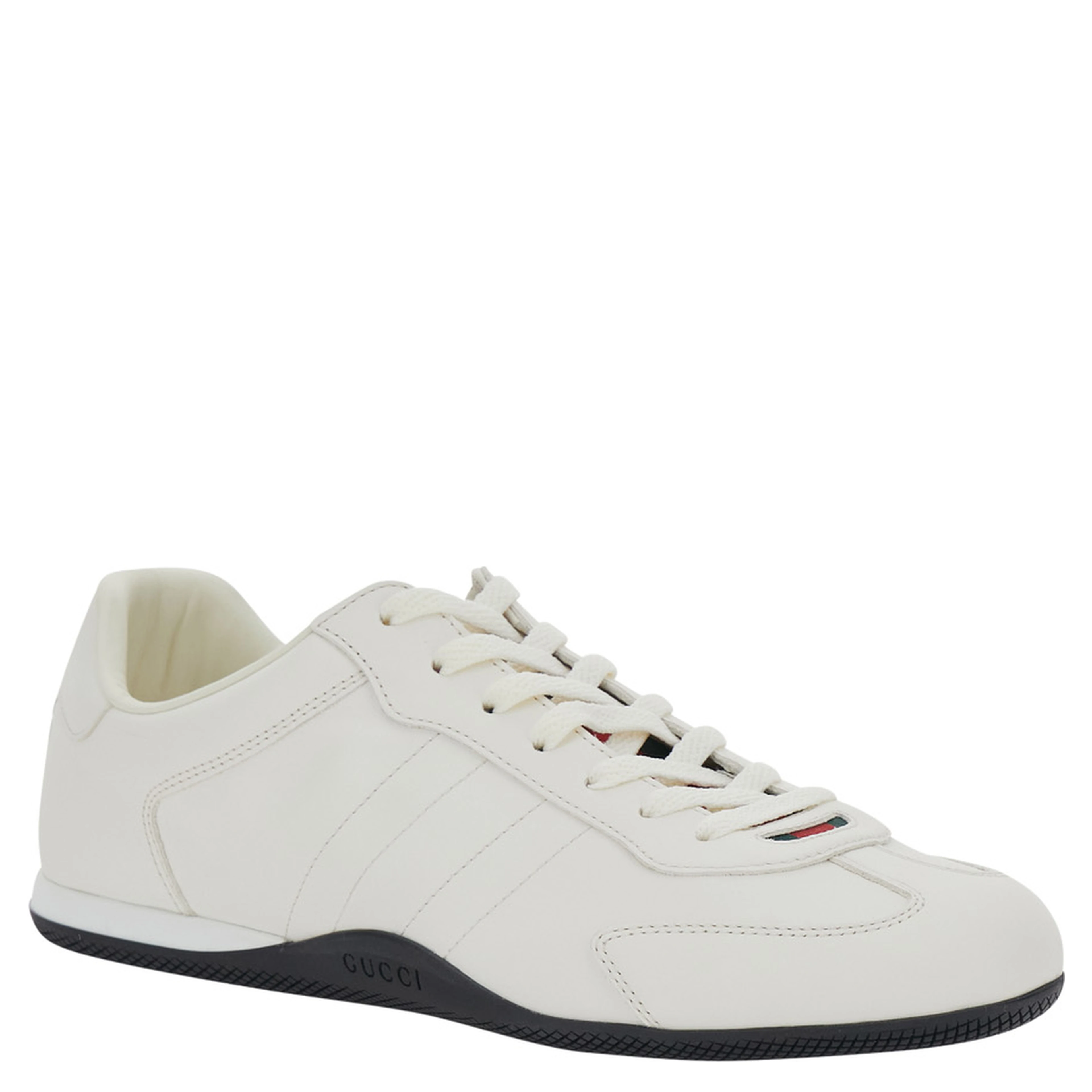 Elan New White Sneakers with Web detail on the Back in Leather Man