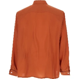 Orange Silk Classic Collar Shirt for Men