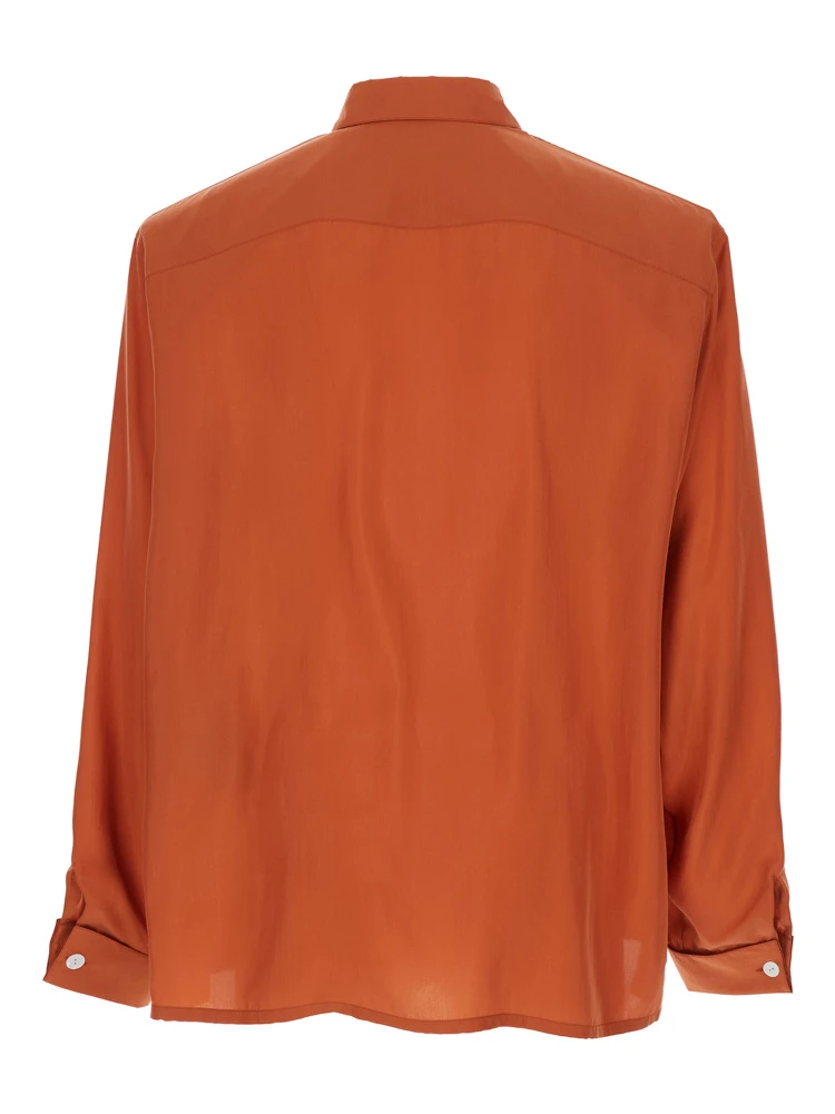 Orange Silk Classic Collar Shirt for Men alternative