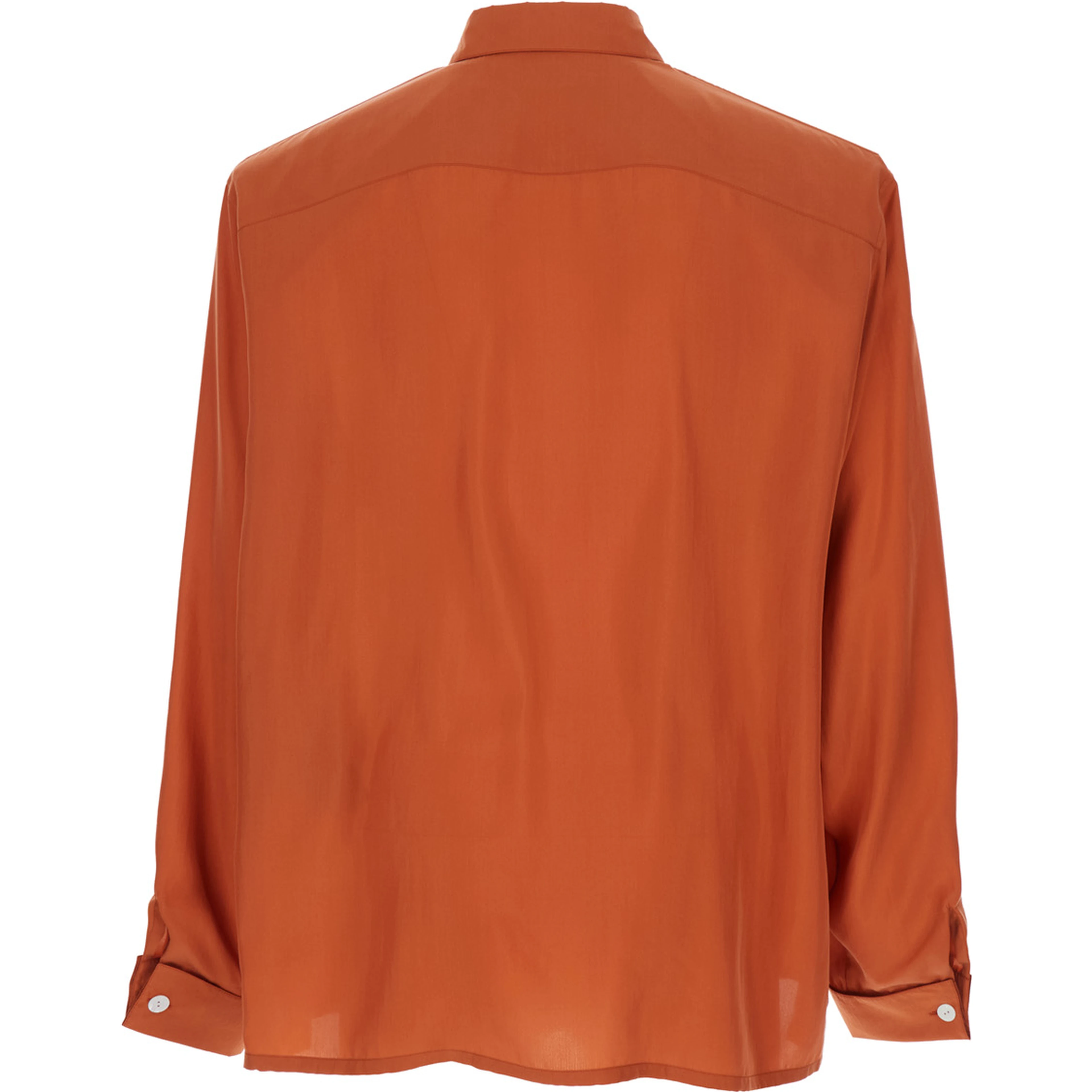 Orange Silk Classic Collar Shirt for Men