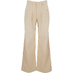 Rodayna Beige Jeans with Logo Patch on the Back and Wide Leg in Denim for Women