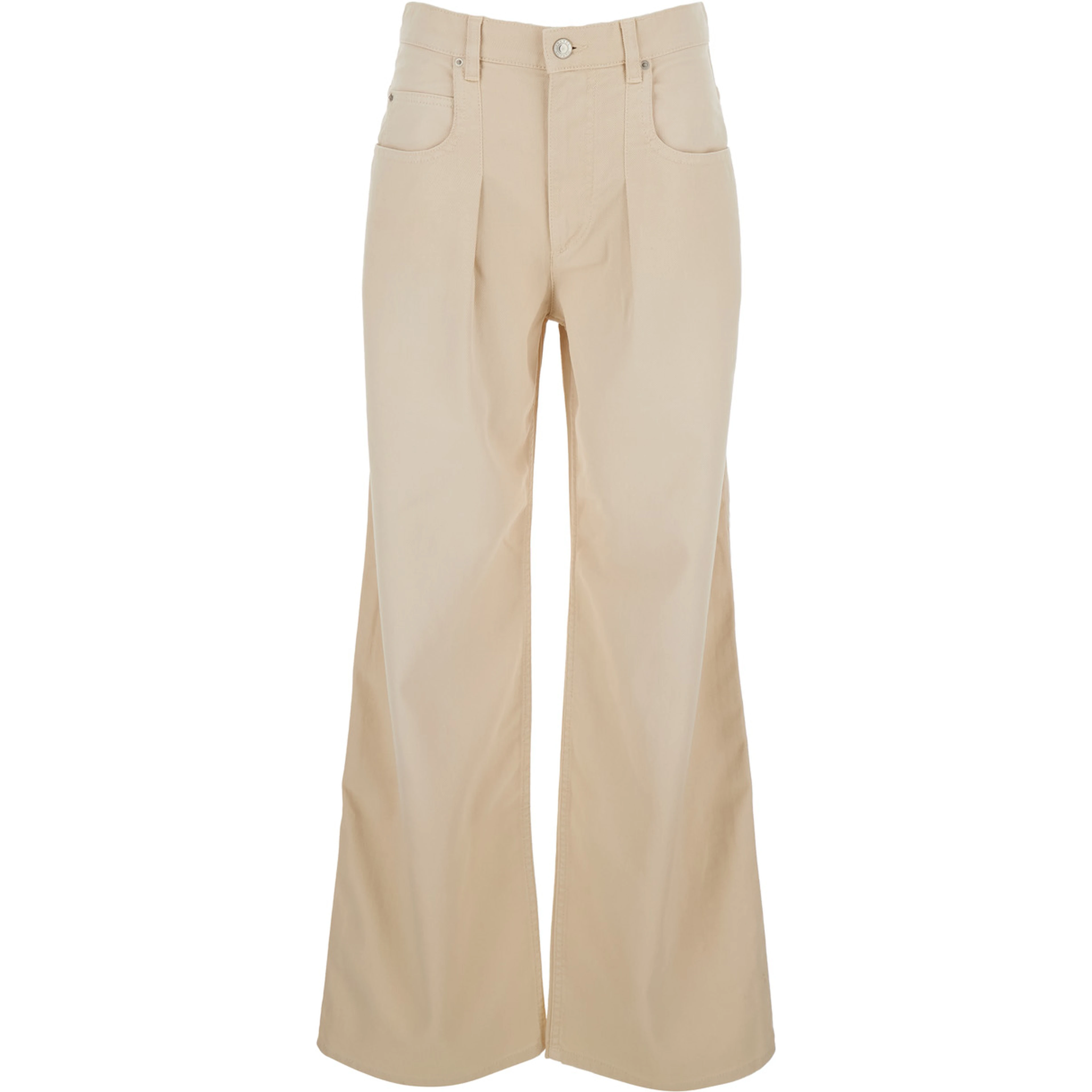 Rodayna Beige Jeans with Logo Patch on the Back and Wide Leg in Denim for Women