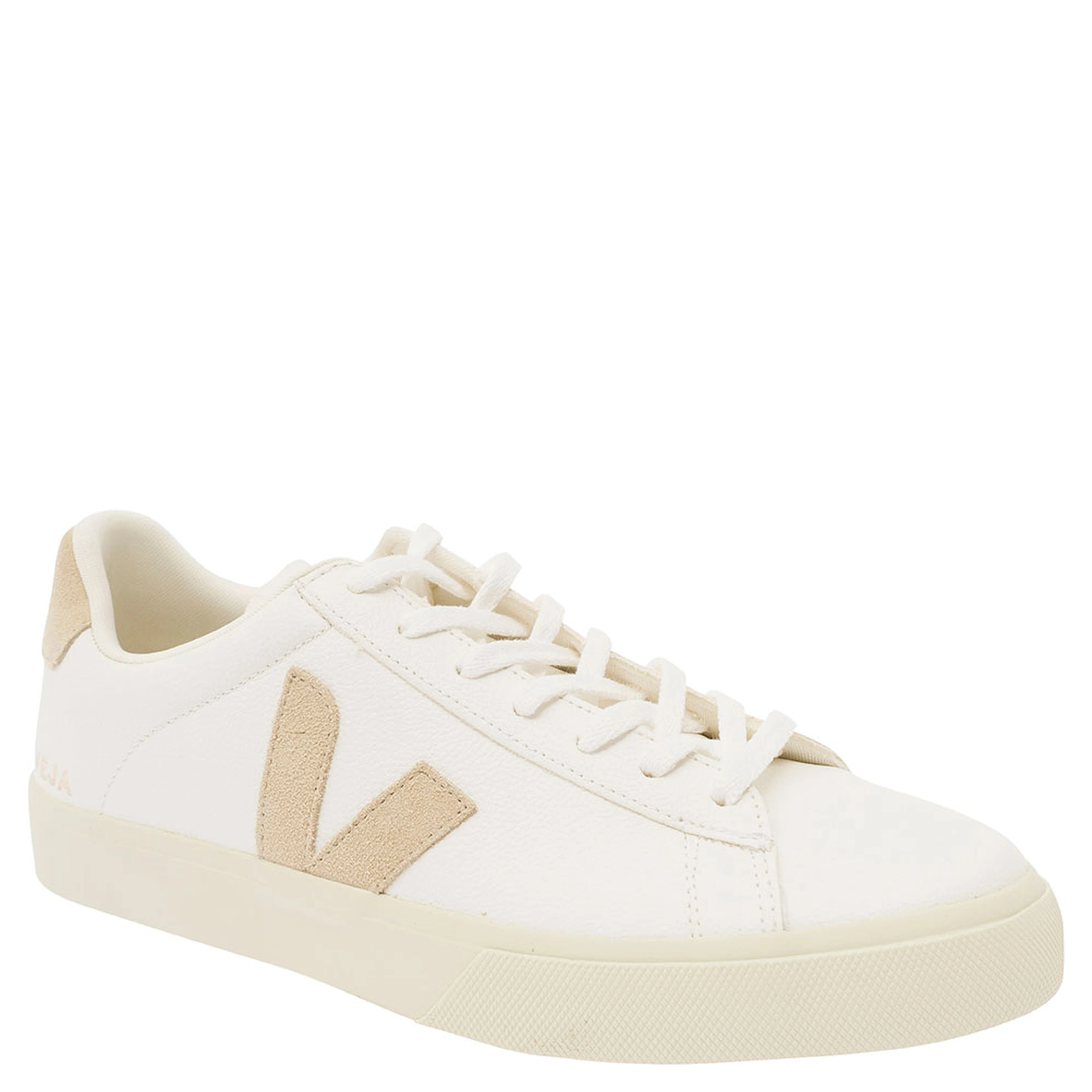 White and Beige Sneakers with Logo Details in Leather Man