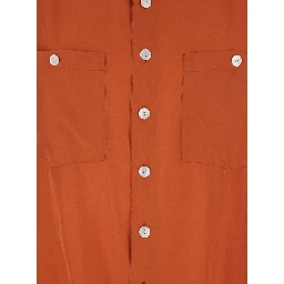 Orange Silk Classic Collar Shirt for Men