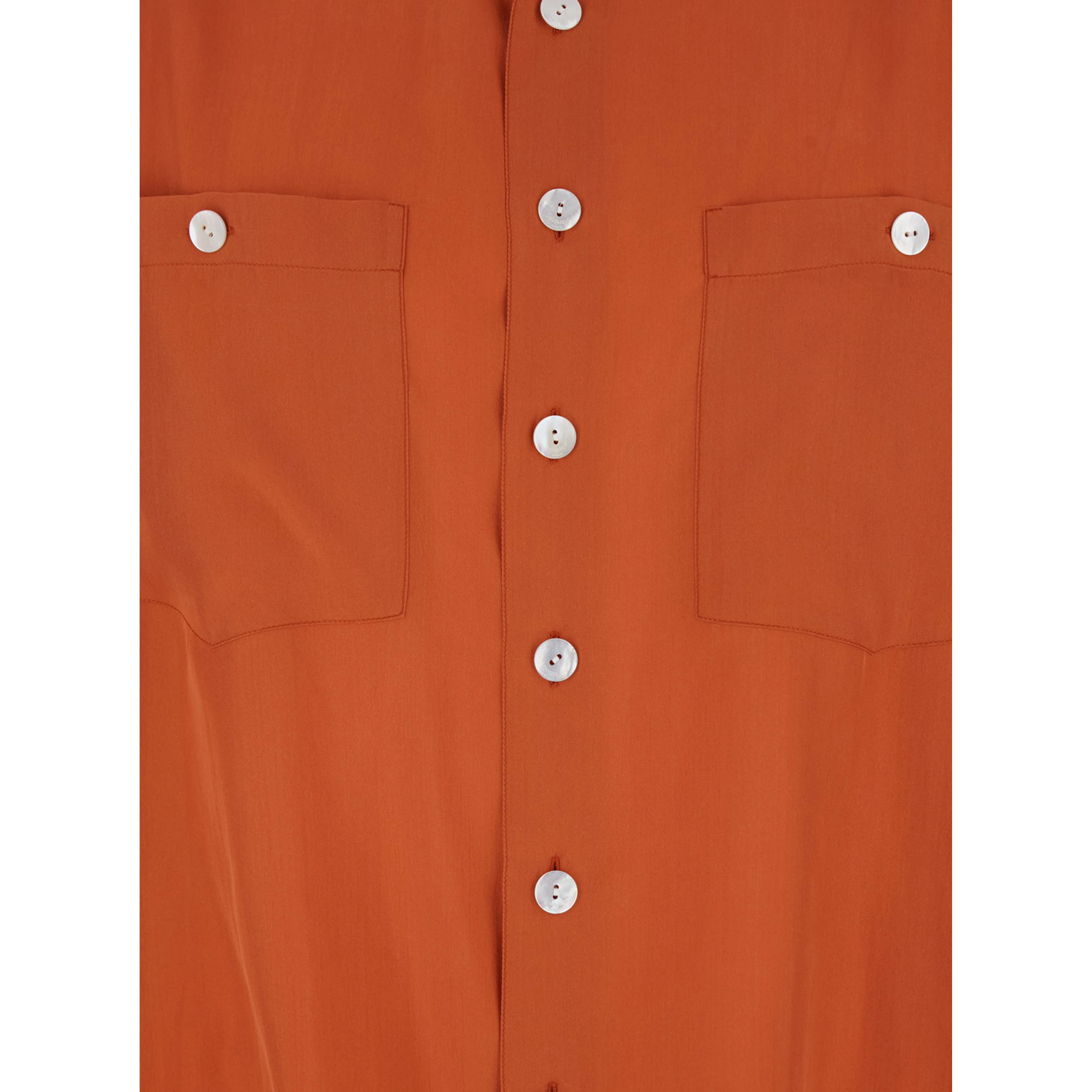 Orange Silk Classic Collar Shirt for Men