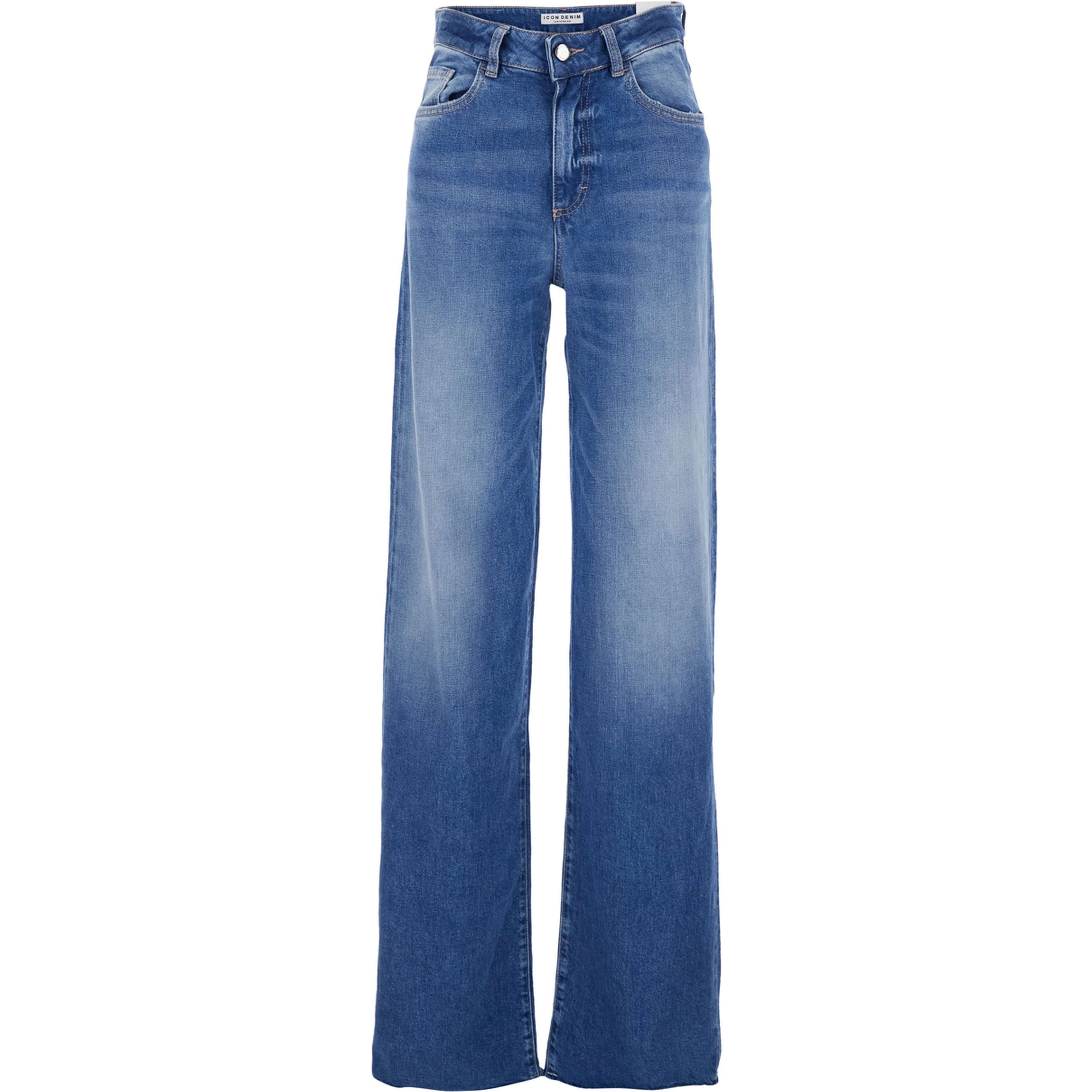 Blue Jeans with Five-Pocket Design and Logo Patch on the Back in Denim for Women