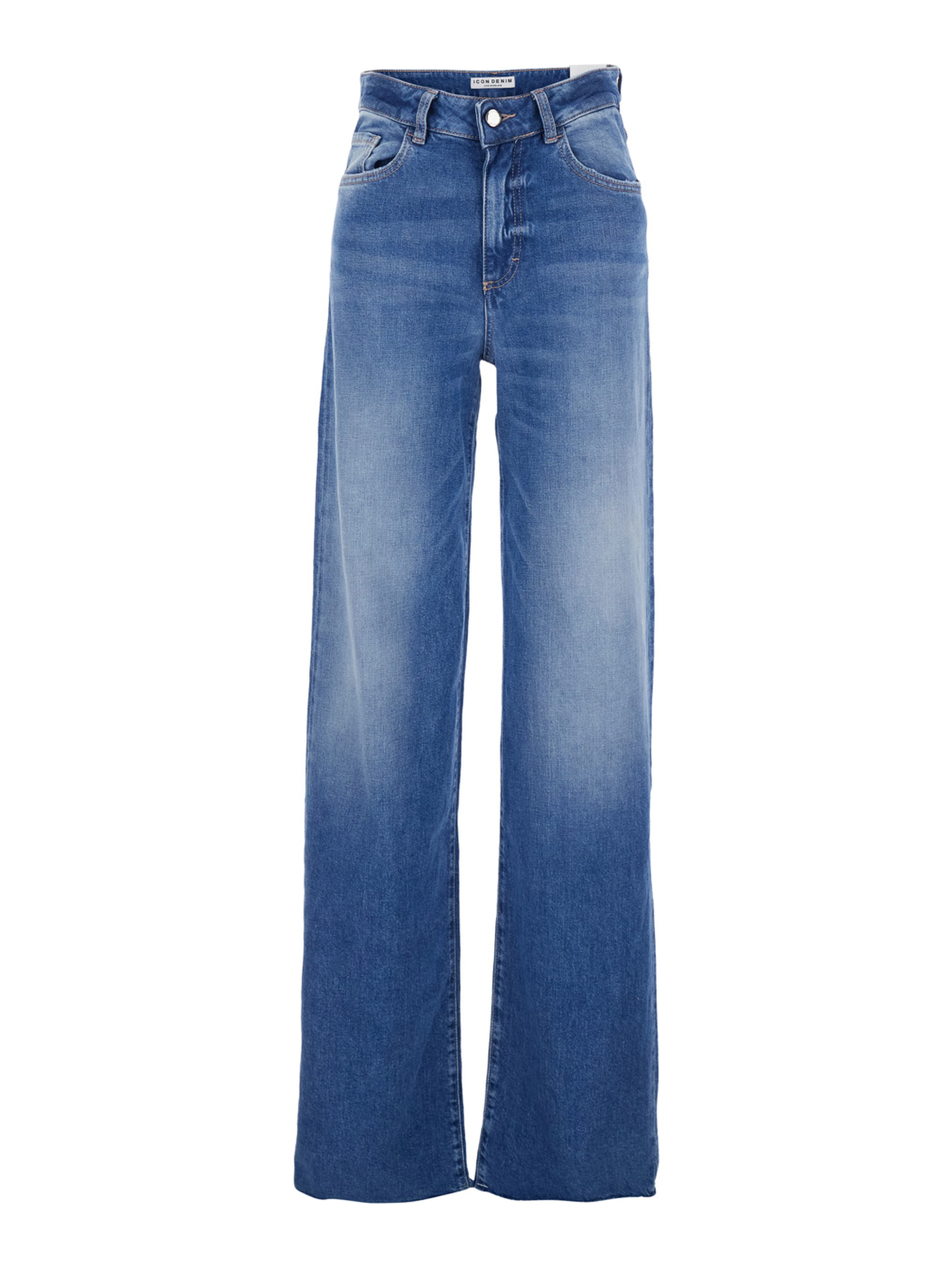 Blue Jeans with Five-Pocket Design and Logo Patch on the Back in Denim for Women
