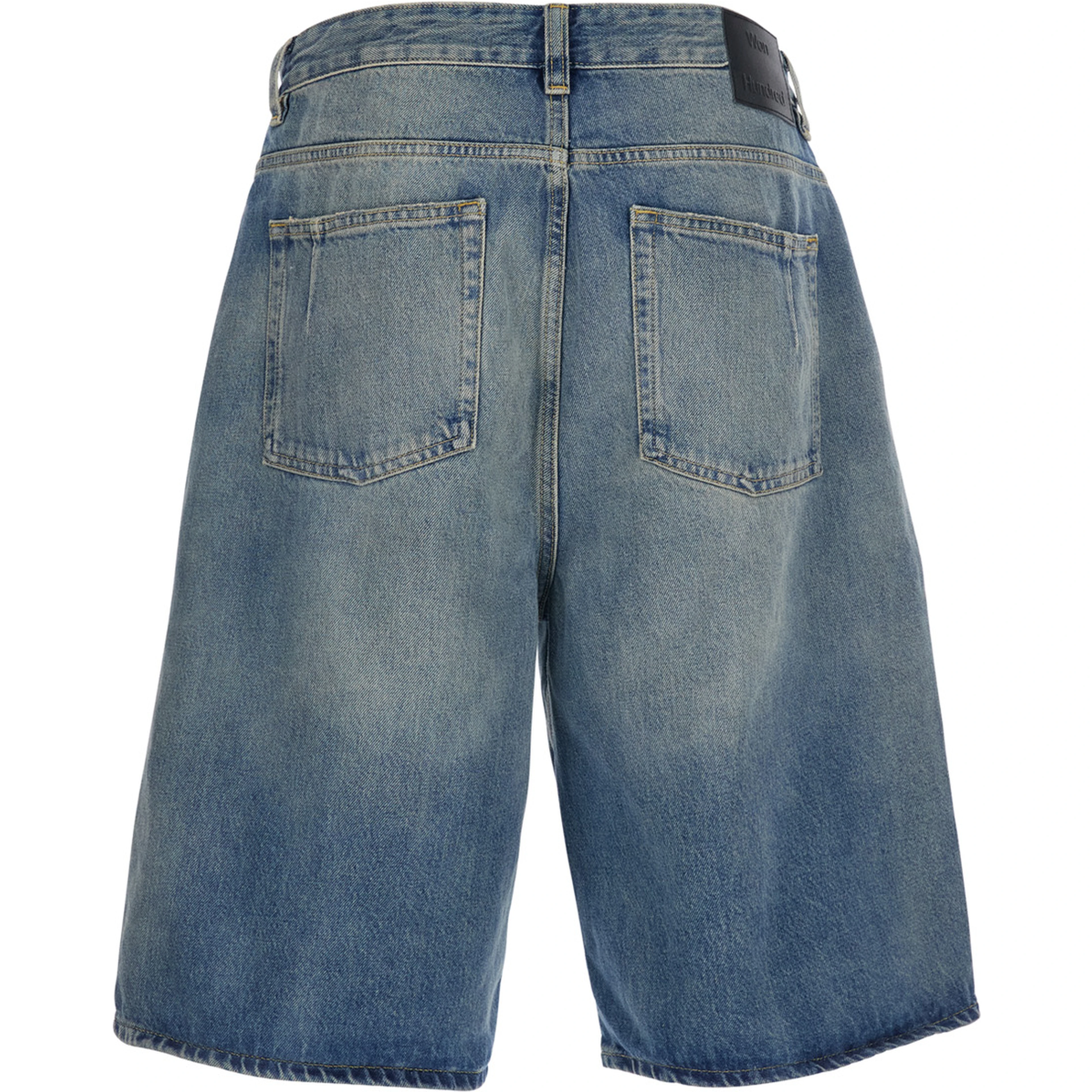 blue Five-pocket Bermuda with patch logo on the back in denim for men