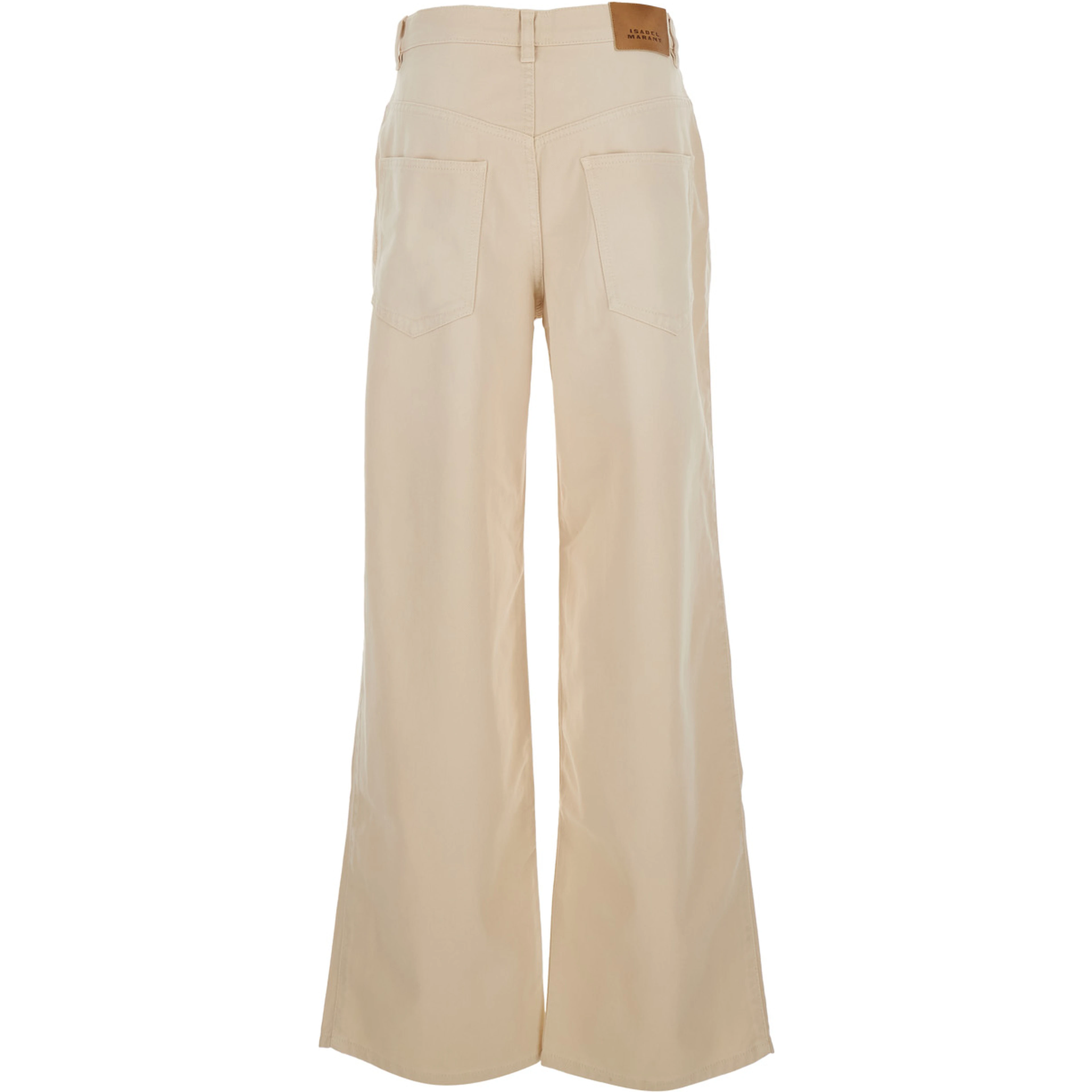 Rodayna Beige Jeans with Logo Patch on the Back and Wide Leg in Denim for Women