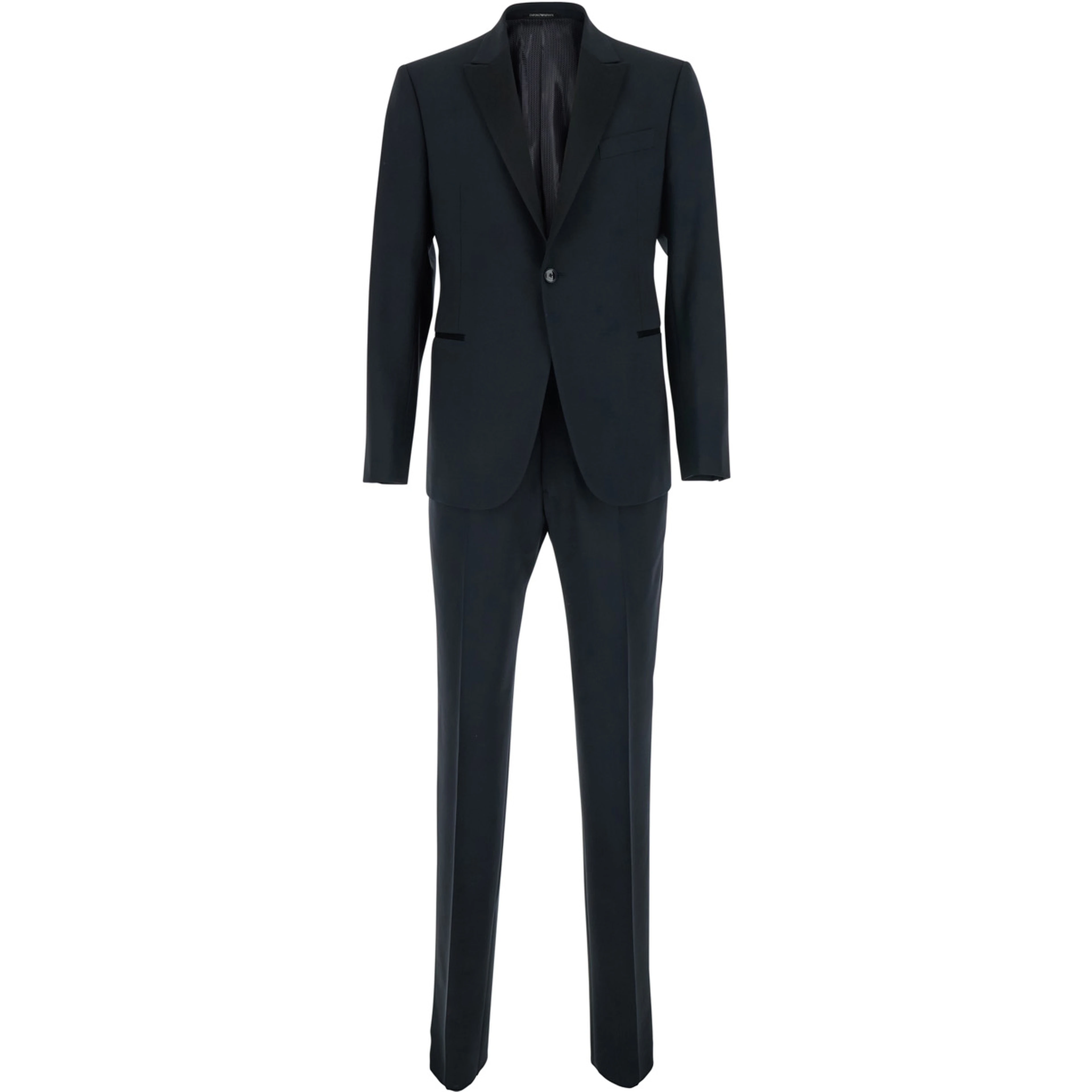 Blue Single-breasted Suit with Peak Revers in Wool for Men