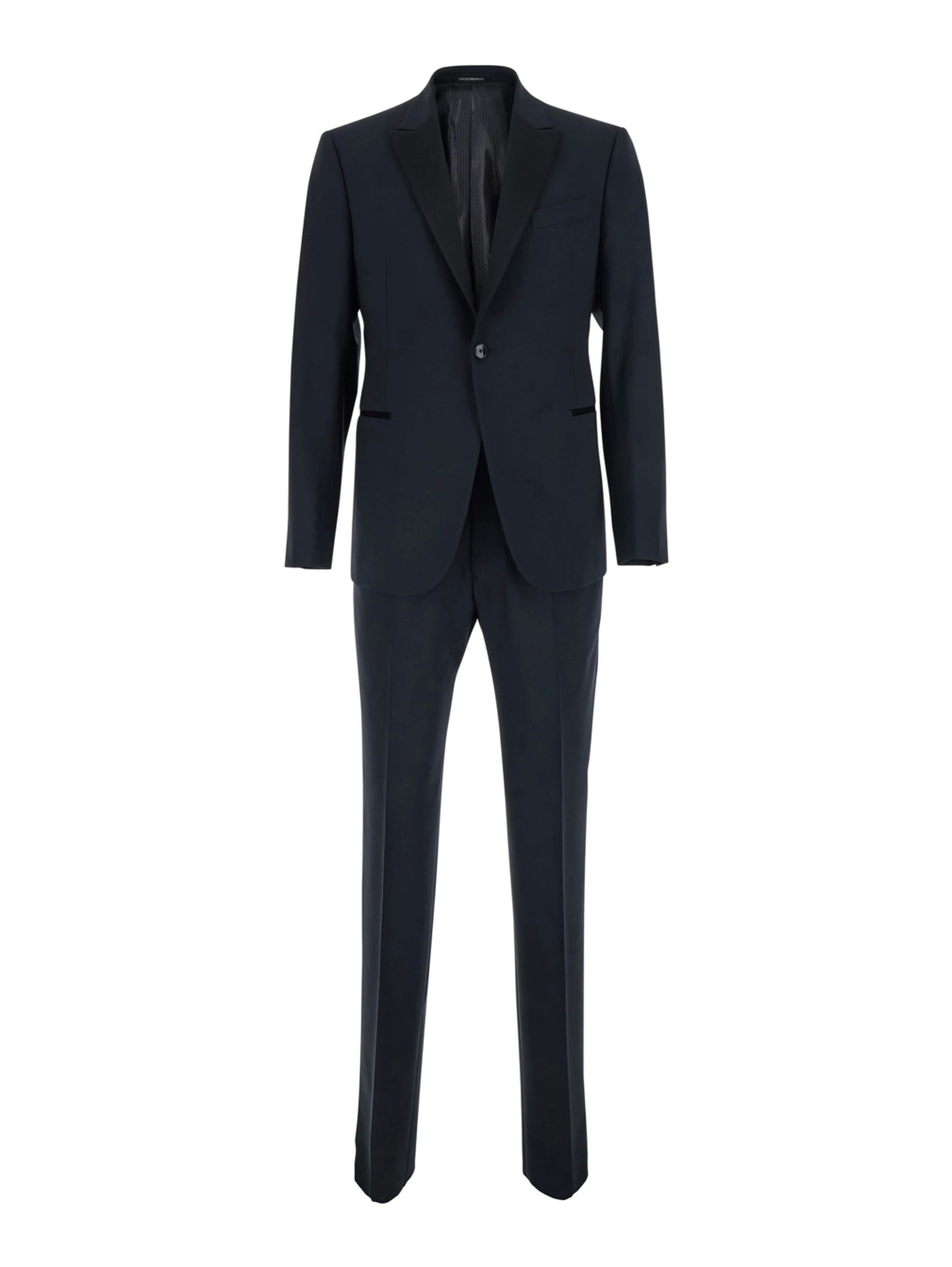 Blue Single-breasted Suit with Peak Revers in Wool for Men