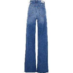 Blue Jeans with Five-Pocket Design and Logo Patch on the Back in Denim for Women