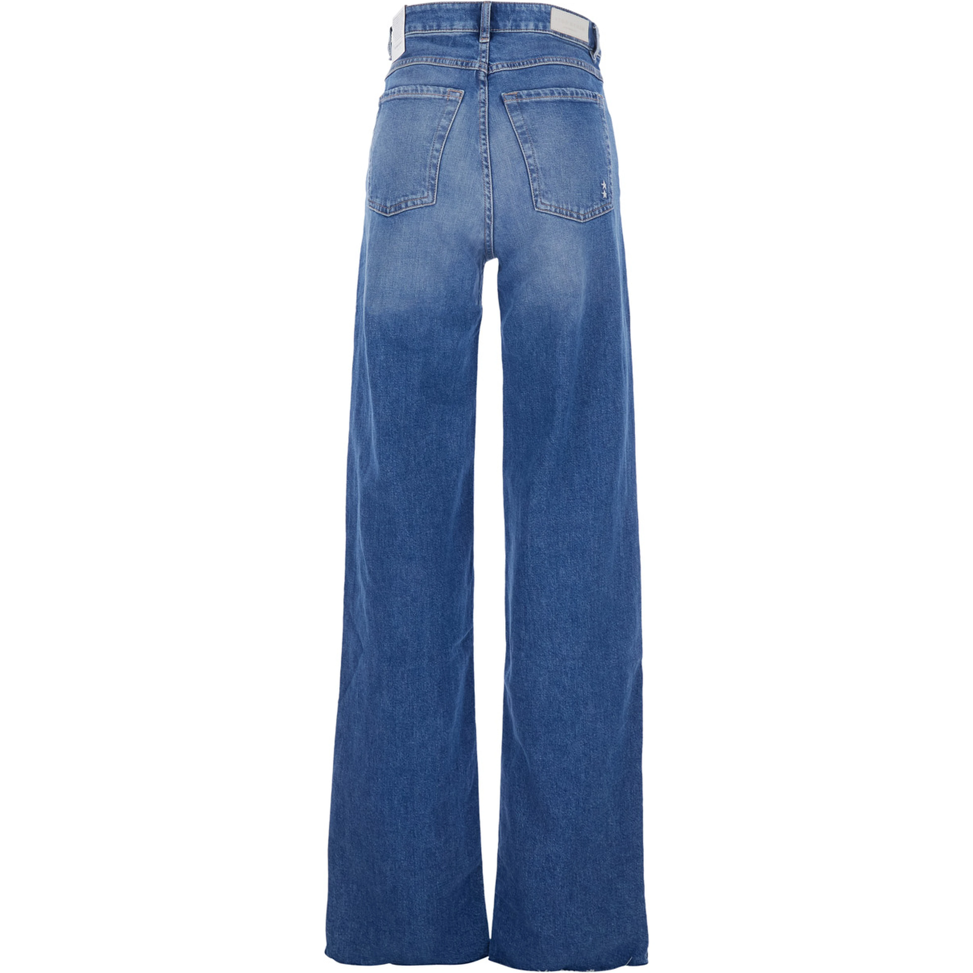 Blue Jeans with Five-Pocket Design and Logo Patch on the Back in Denim for Women
