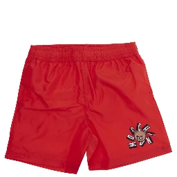 red Swim shorts with elasticated waist and logo on the front in tech fabric boy