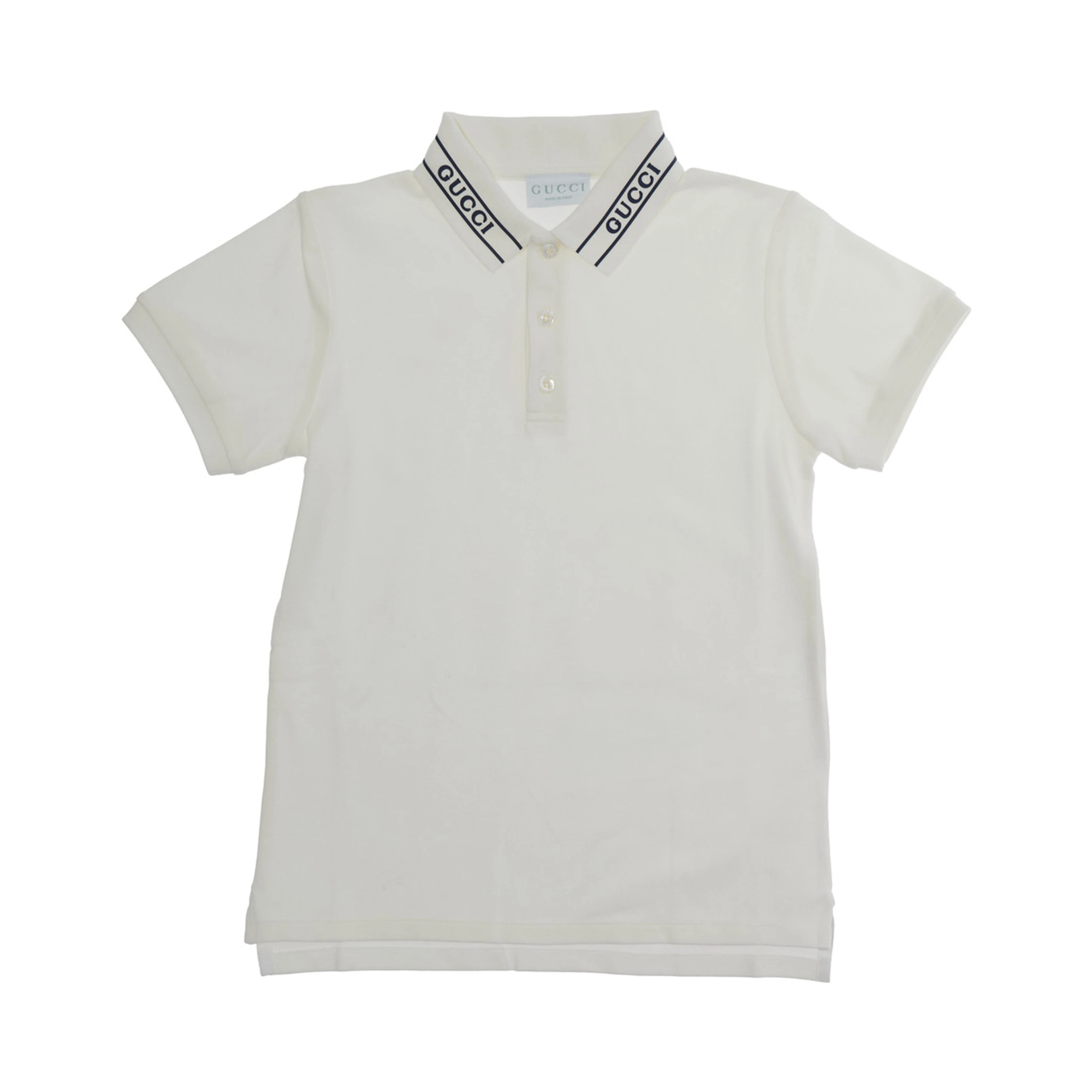 White Polo with Logo Lettering on the Collar in Cotton boy