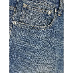 blue Five-pocket Bermuda with patch logo on the back in denim for men