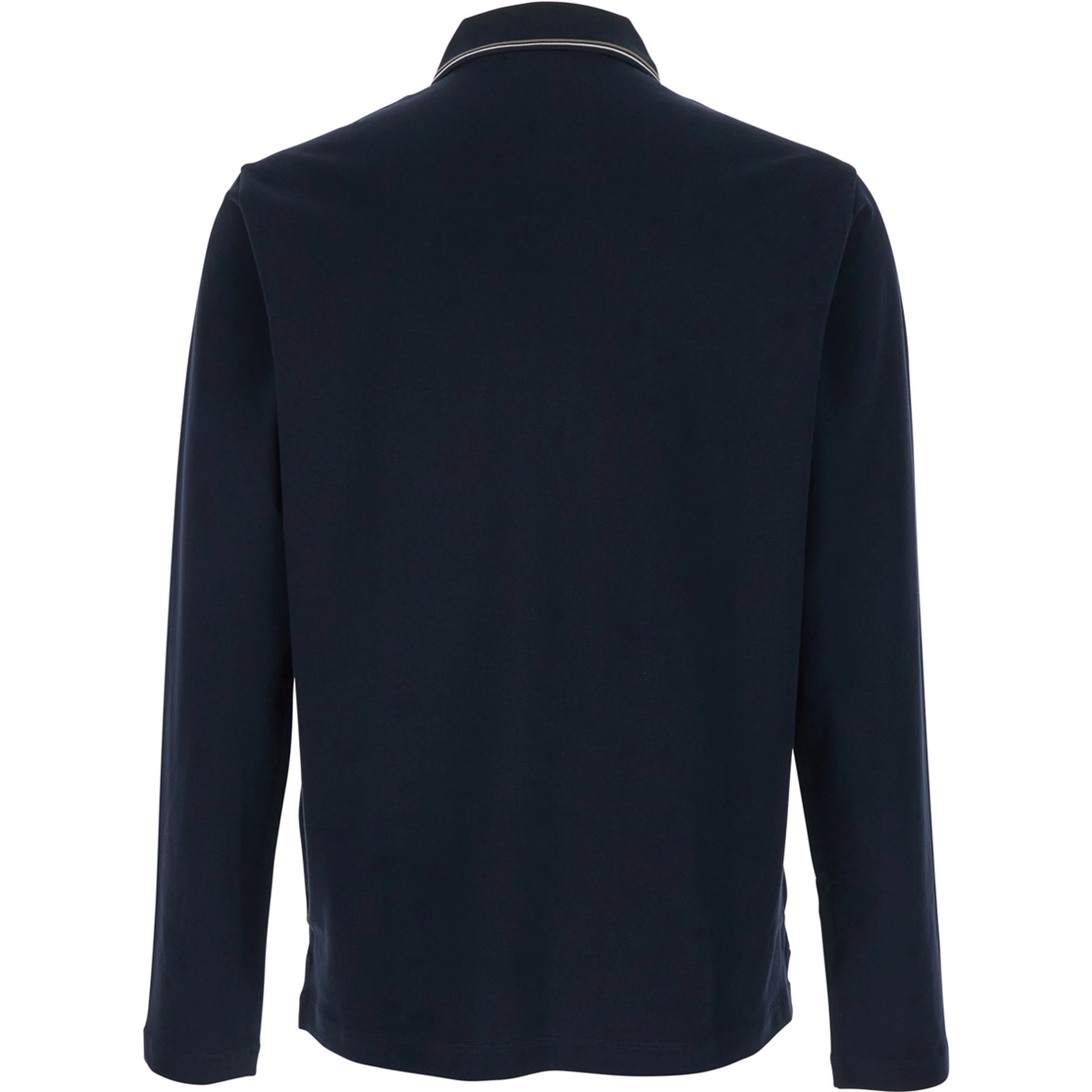 Blue Long Sleeve Polo with Front Logo in Cotton for Men