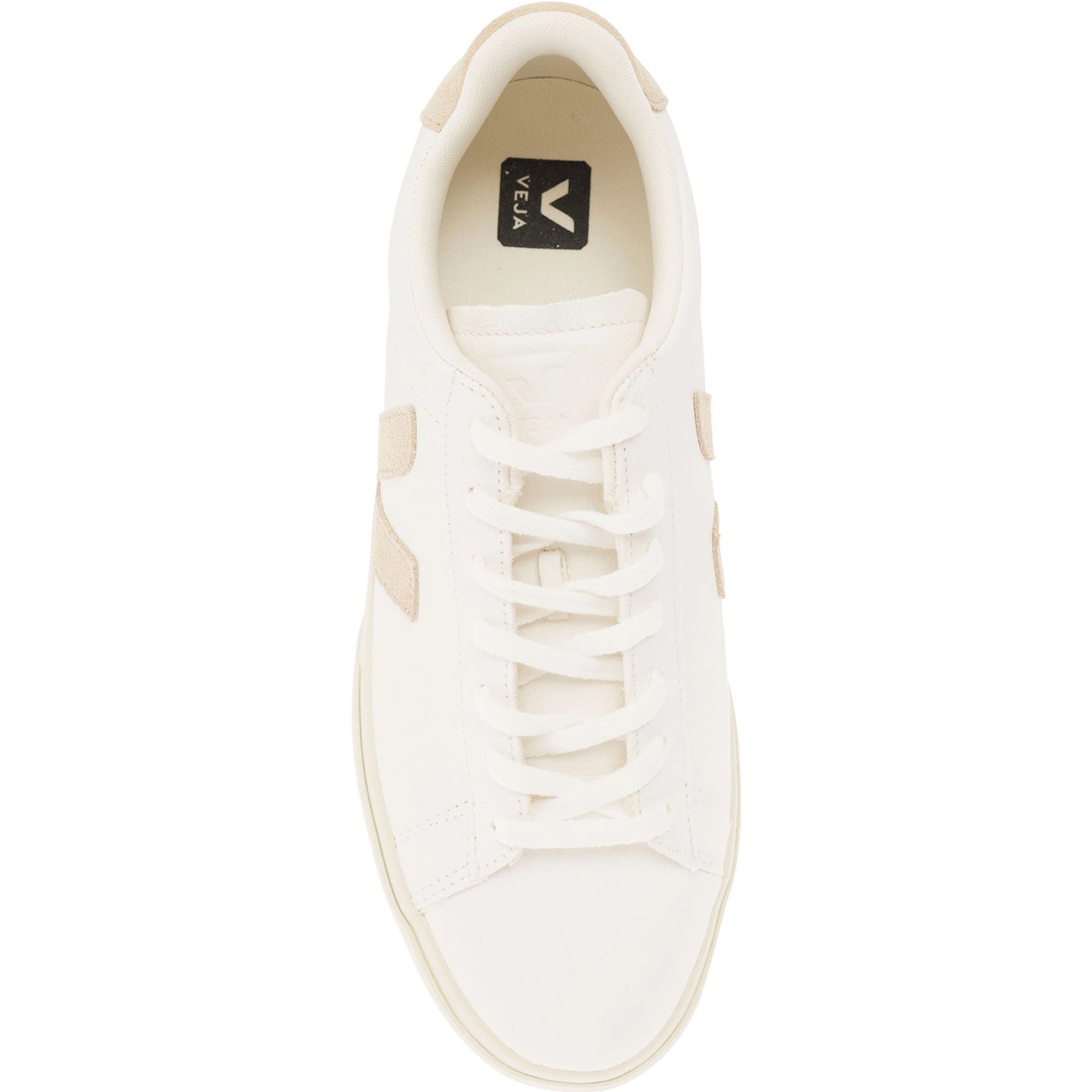 White and Beige Sneakers with Logo Details in Leather Man