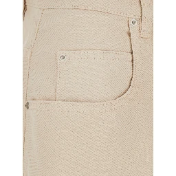 Rodayna Beige Jeans with Logo Patch on the Back and Wide Leg in Denim for Women